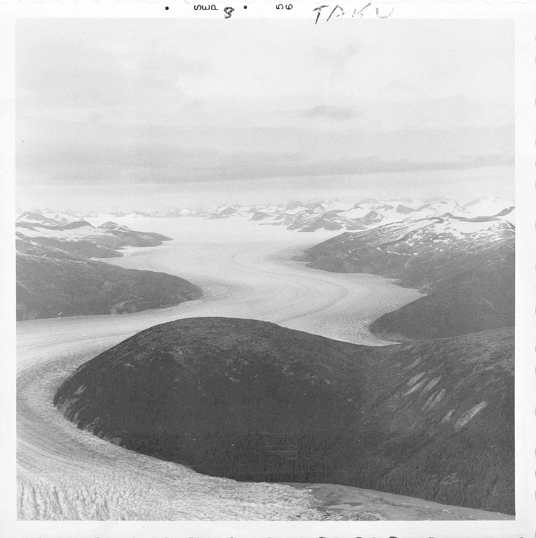Aerial photograph of Taku Glacier, September 1956. Photo: D. Dudley