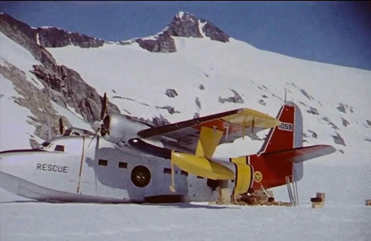 Still from “Juneau Icefield Research Project [Motion Picture Film],” a digitized film composed of footage from 1948-1958. To see the full film and other archival JIRP footage, visit the University of Wisconsin Milwaukee Library website.