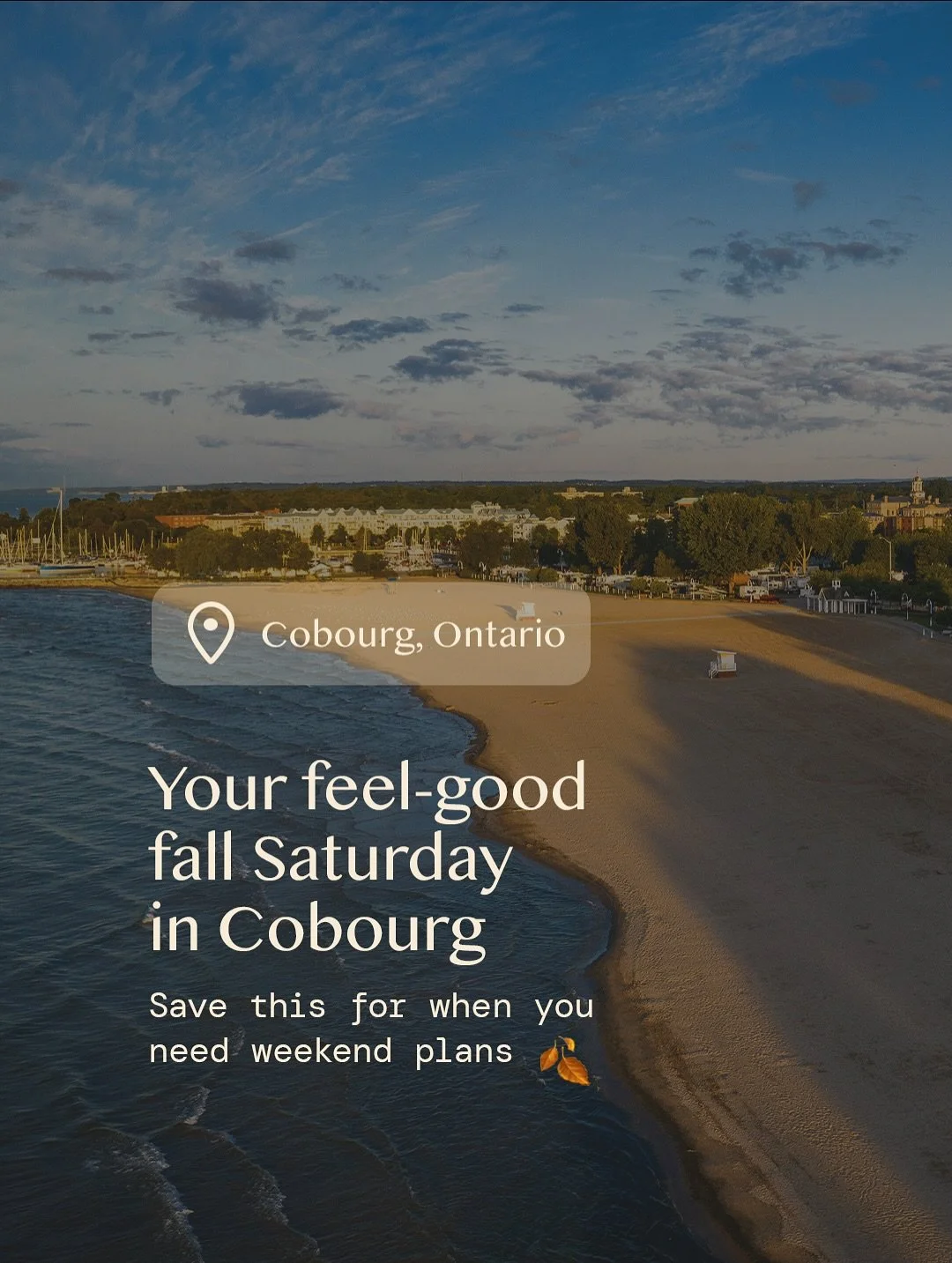 Your feel-good fall Saturday in Cobourg 🍂

From crisp coffee runs to pumpkin picking, we&rsquo;ve mapped out the perfect way to spend your weekend. 
☕️ Grab coffee at @fabledbeans

🌊 Stroll the waterfront

🛍️ Shop fresh finds at the @cobourgfarmer