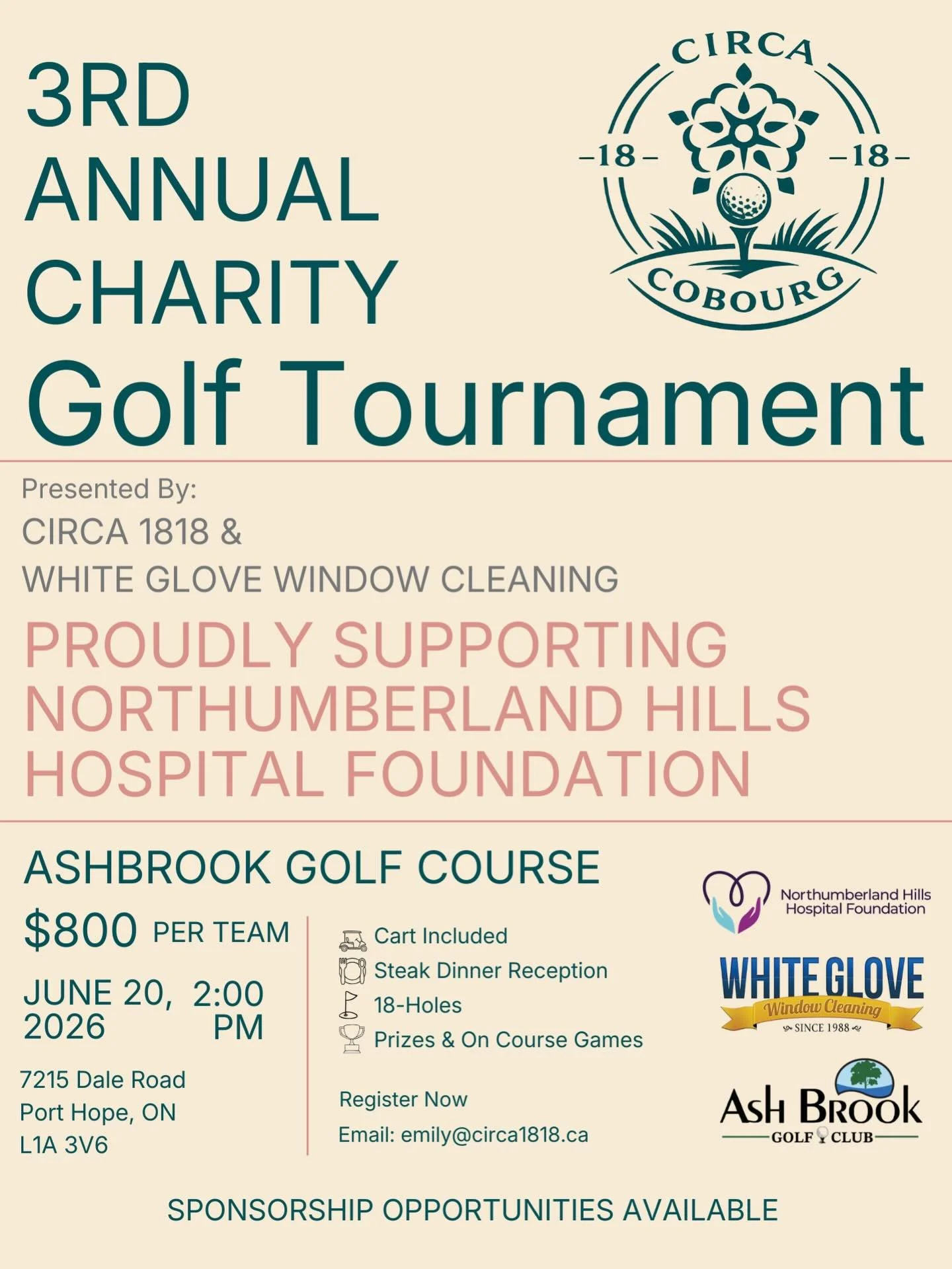 ⛳ We&rsquo;re back!

After an incredible tournament last year, the Circa 1818 Charity Golf Classic is returning to Ashbrook Golf Course on June 20, 2026 in support of Northumberland Hills Hospital Foundation.

It&rsquo;s shaping up to be another unfo