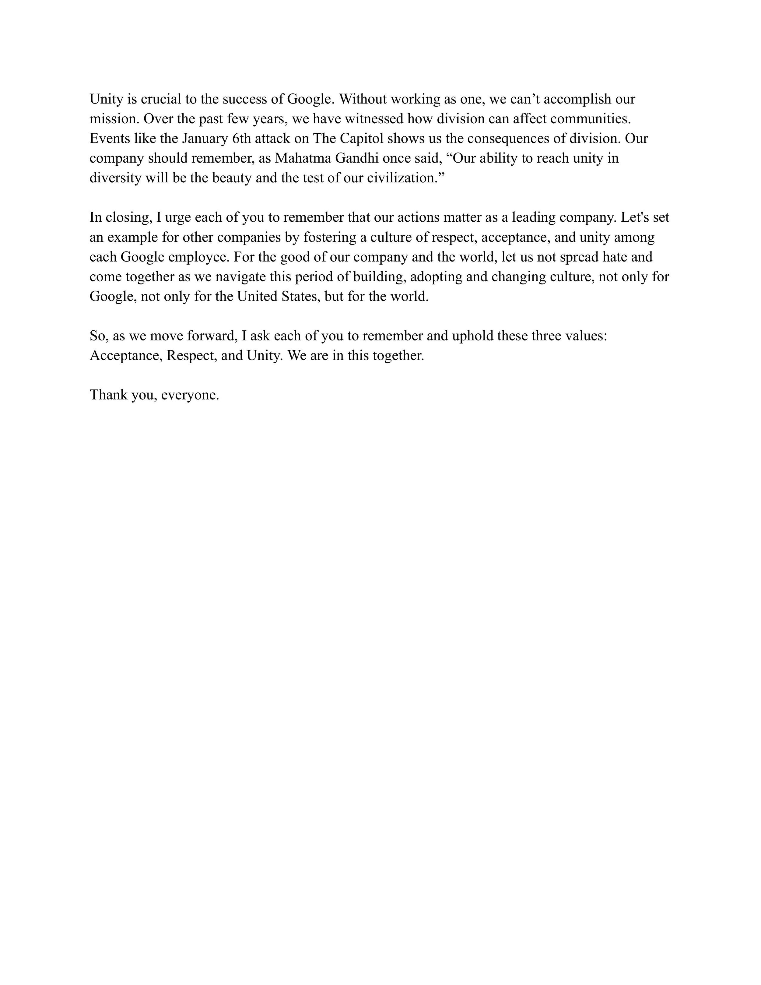 Mock-Up Speech for Google CEO