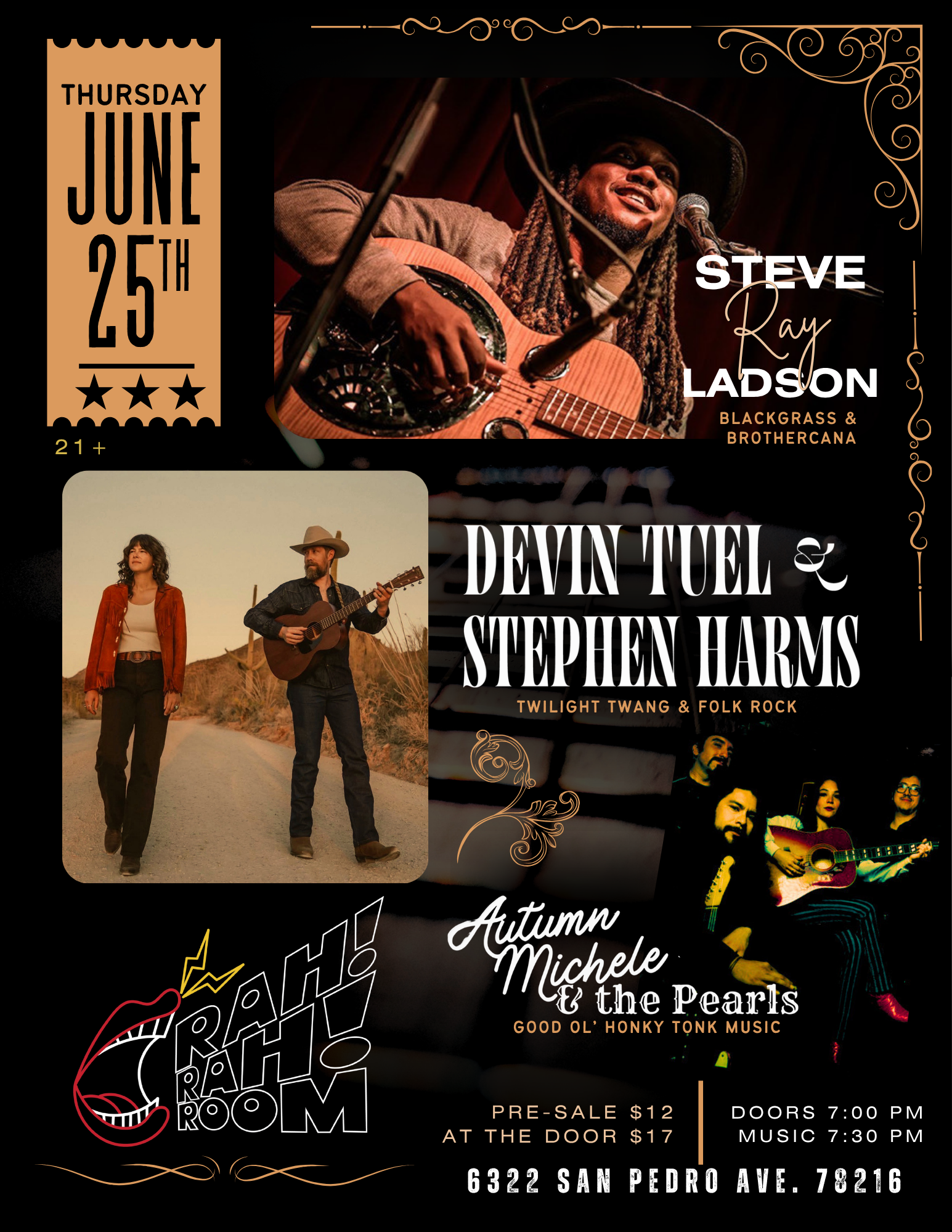 STEVE RAY LADSON w/ DEVIN TUEL & STEPHEN HARMS- Live at Rah! Rah! Room
