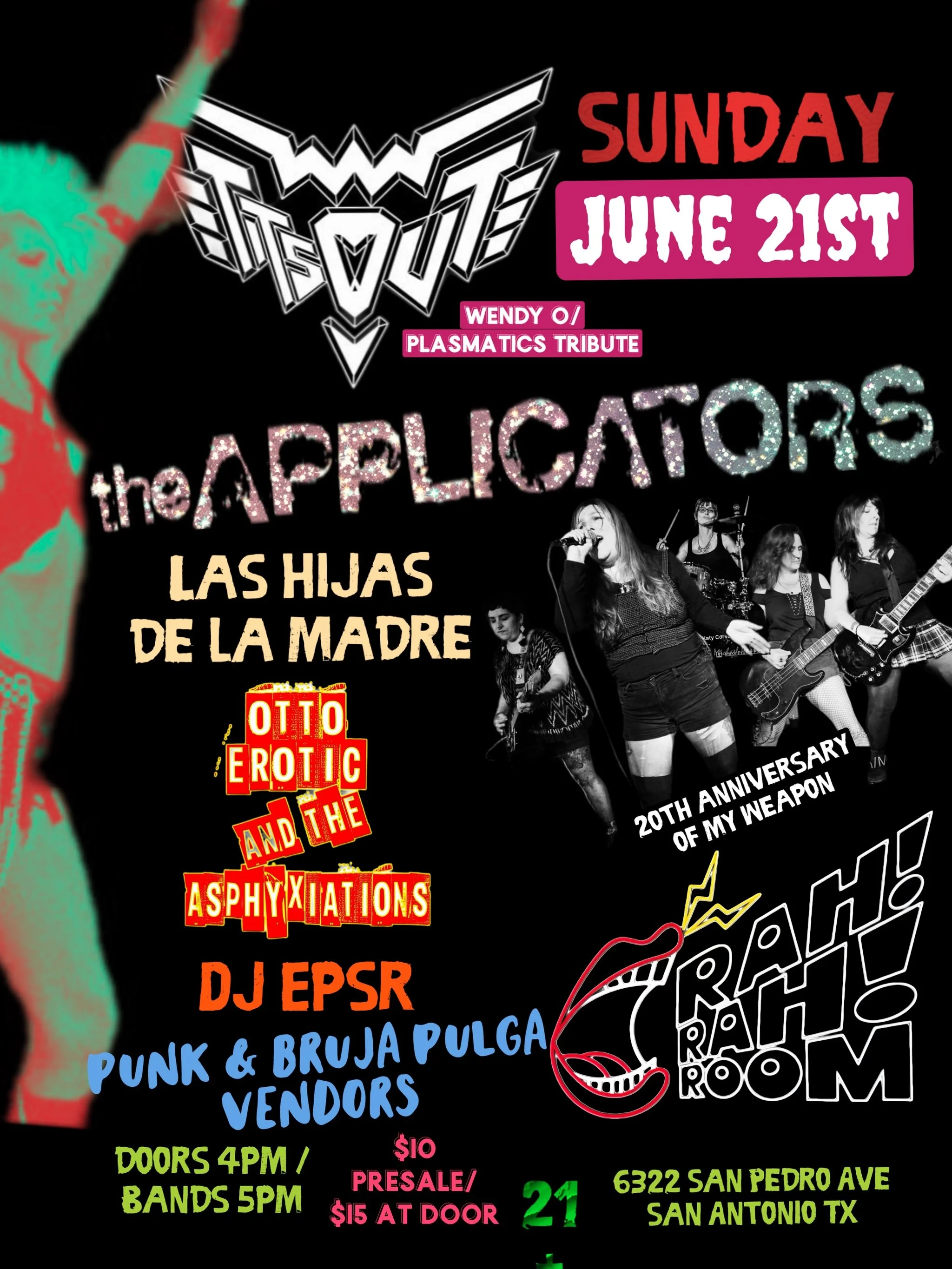 TITS OUT, THE APPLICATORS & MORE- LIVE at Rah! Rah! Room