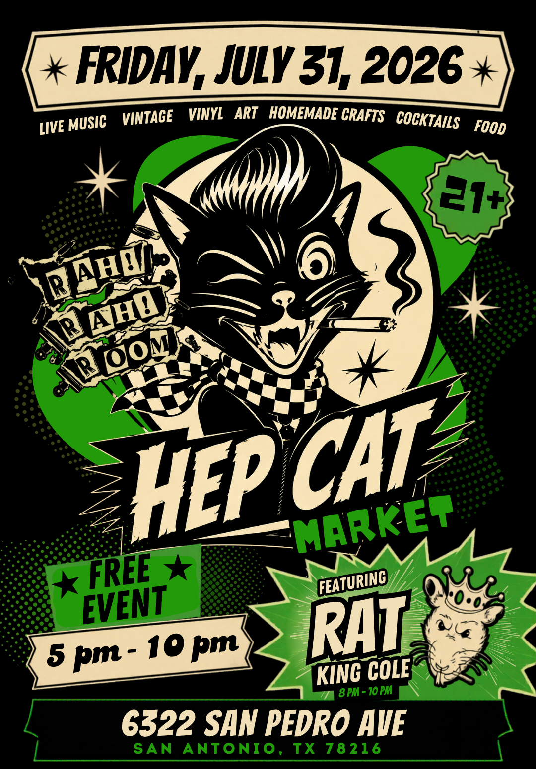 Hep Cat Market featuring Rat King Cole — Live at Rah! Rah! Room