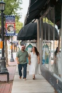  David &amp; Amy Martin walking downtown Willoughby. 