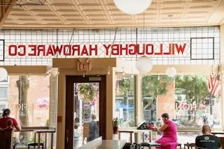  From inside the historic Willoughby Hardware building.&nbsp;Today, it is home to Fiona’s Coffee Bar &amp; Bakery. 