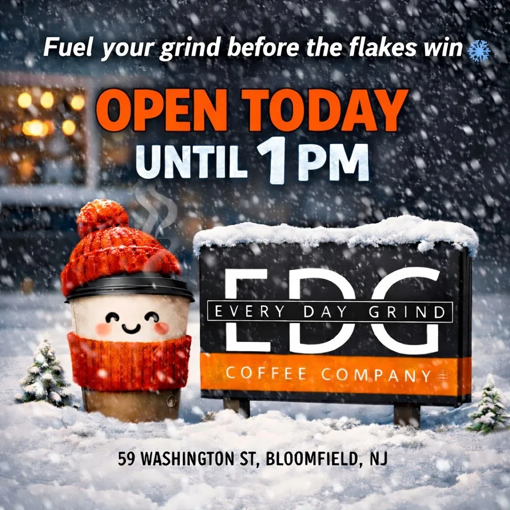 The grind doesn&rsquo;t stop&mdash;but we are closing a little early ❄️☕️
Come grab a coffee, warm up, and head home safe.

⏰ Open today, closing at 1 PM
Hope to see you before then 🤍