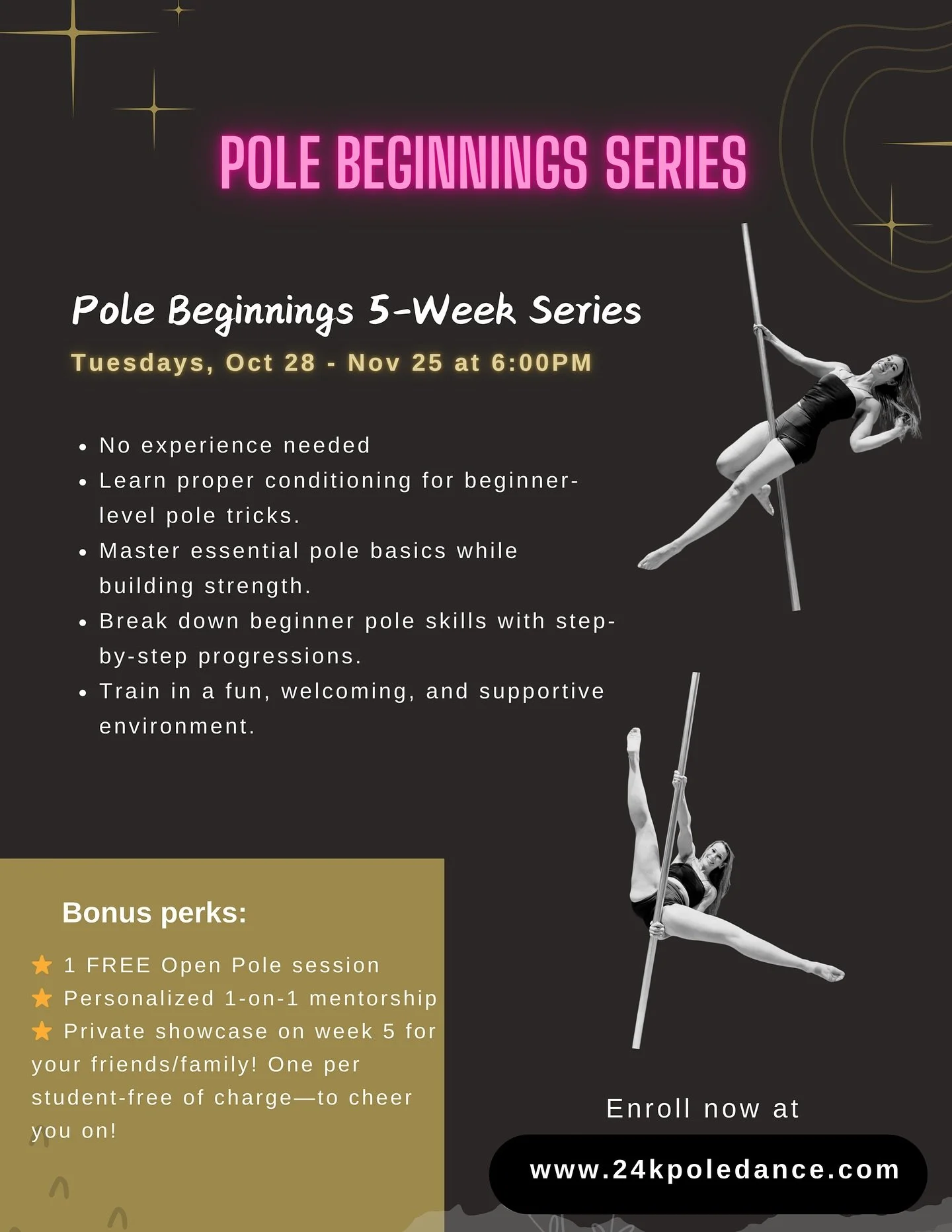 ✨ NEW SERIES ALERT ✨
We loved Amanda&rsquo;s @amanda.michelle.yoga last Pole Beginnings series &mdash; and it&rsquo;s only getting better! 💖

She&rsquo;s back to take care of our beginner babies with a new 5-Week Pole Beginnings Series starting Tue,
