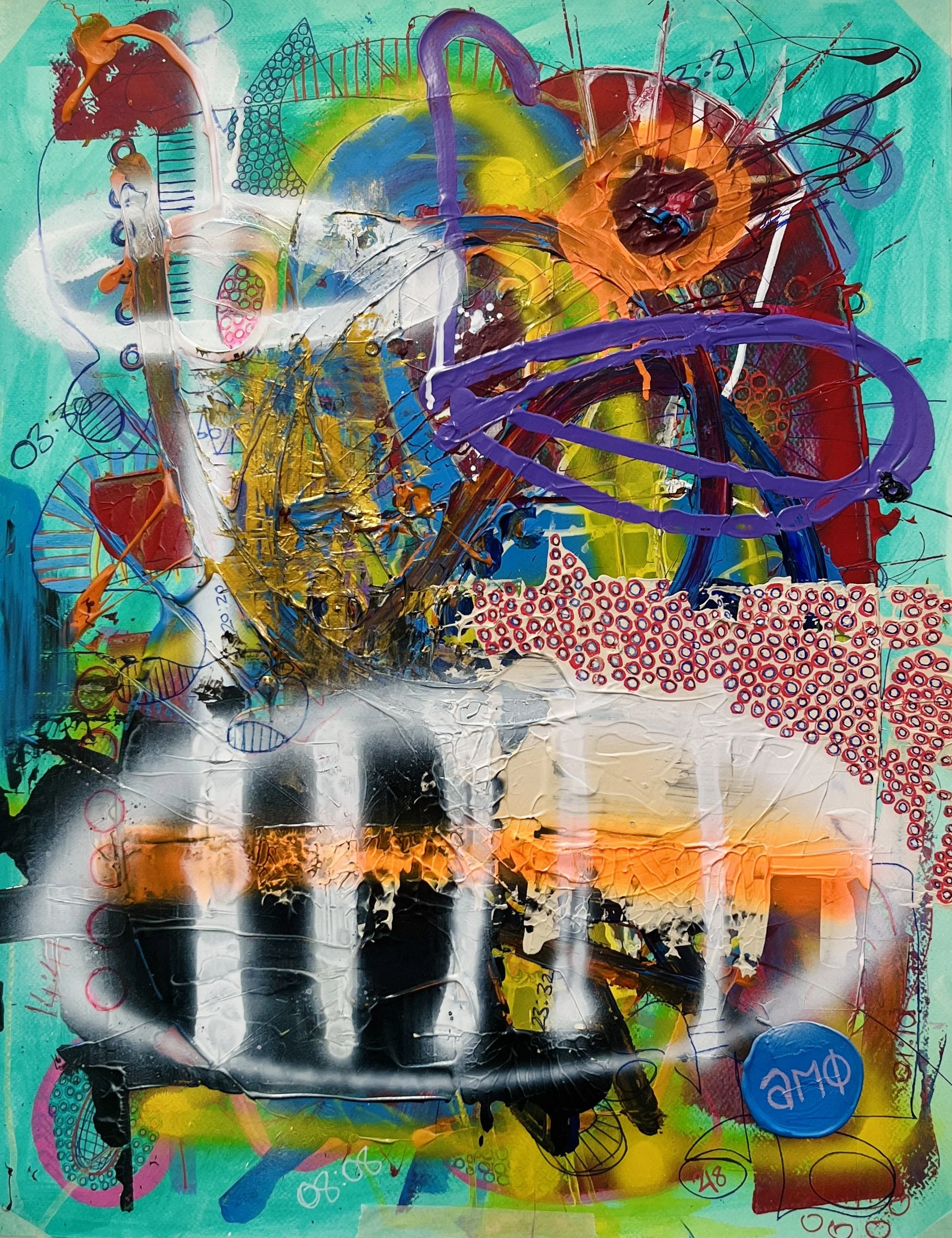 Trust The Process - 2025 [acrylic, oil pastels, markers, biro on paper - 50x60cm] - 600