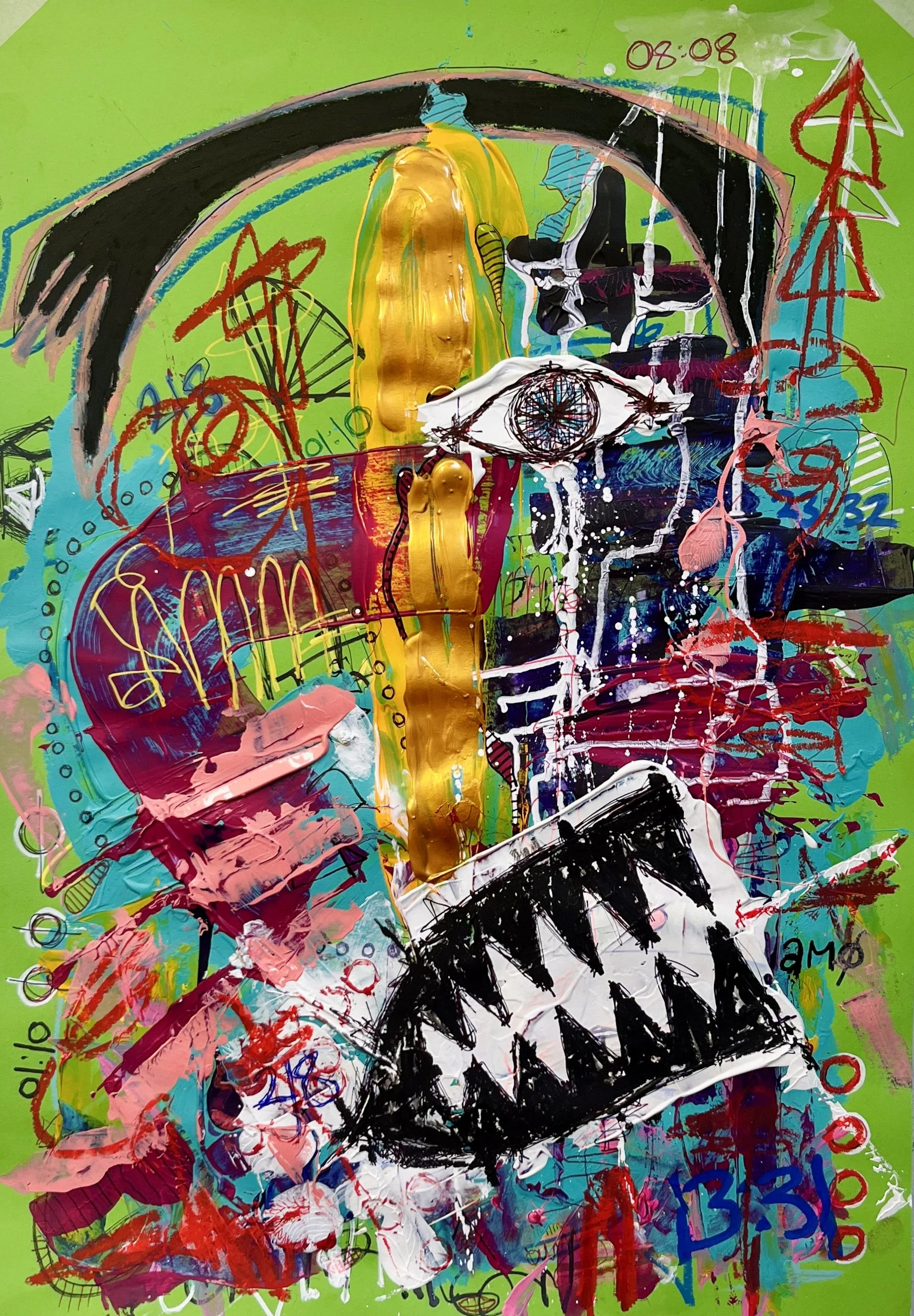 Loves Me/Loves Me Not - 2025 [acrylic, oil pastels, markers, biro on paper - 29.7 x 42cm] - 480