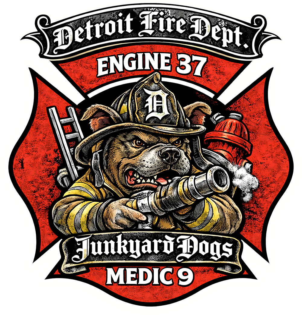 Detroit Fire Department - Engine 37 "Junkyard Dogs" - 4" Decals