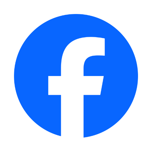 Facebook logo, white lowercase 'f' on blue circle background.