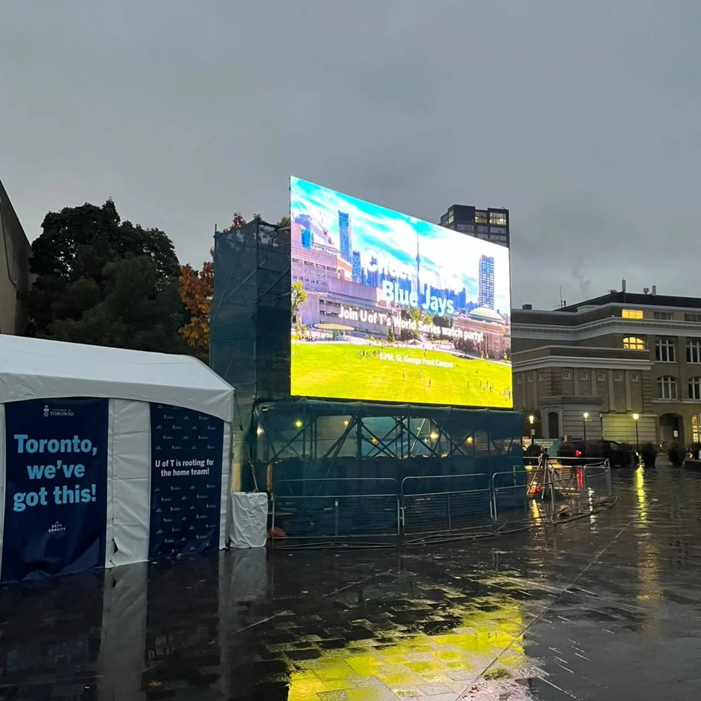 Scaffold stage for Blue Jay's event.