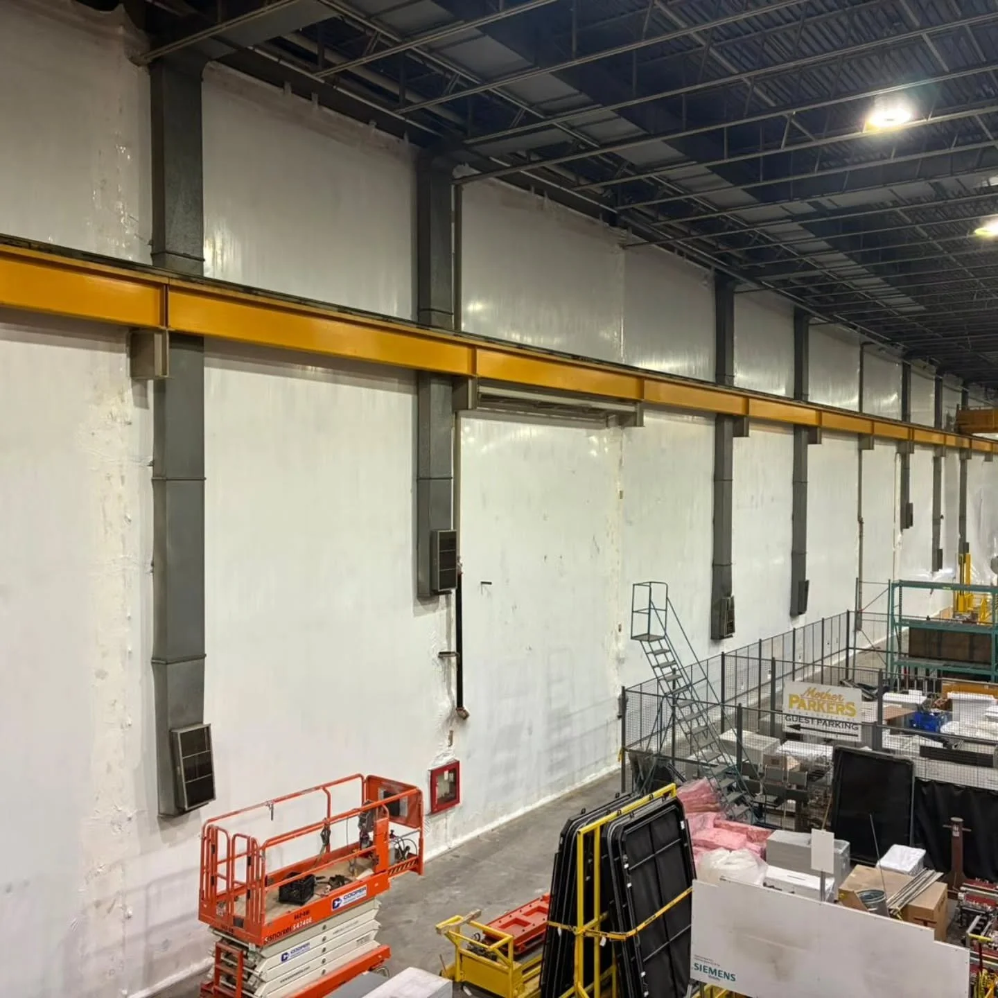 Another flawless shrink wrap installation completed.
This large-scale interior containment was fully sealed to protect ongoing operations, control dust, and maintain a clean, professional work environment &mdash; all while working around existing equ