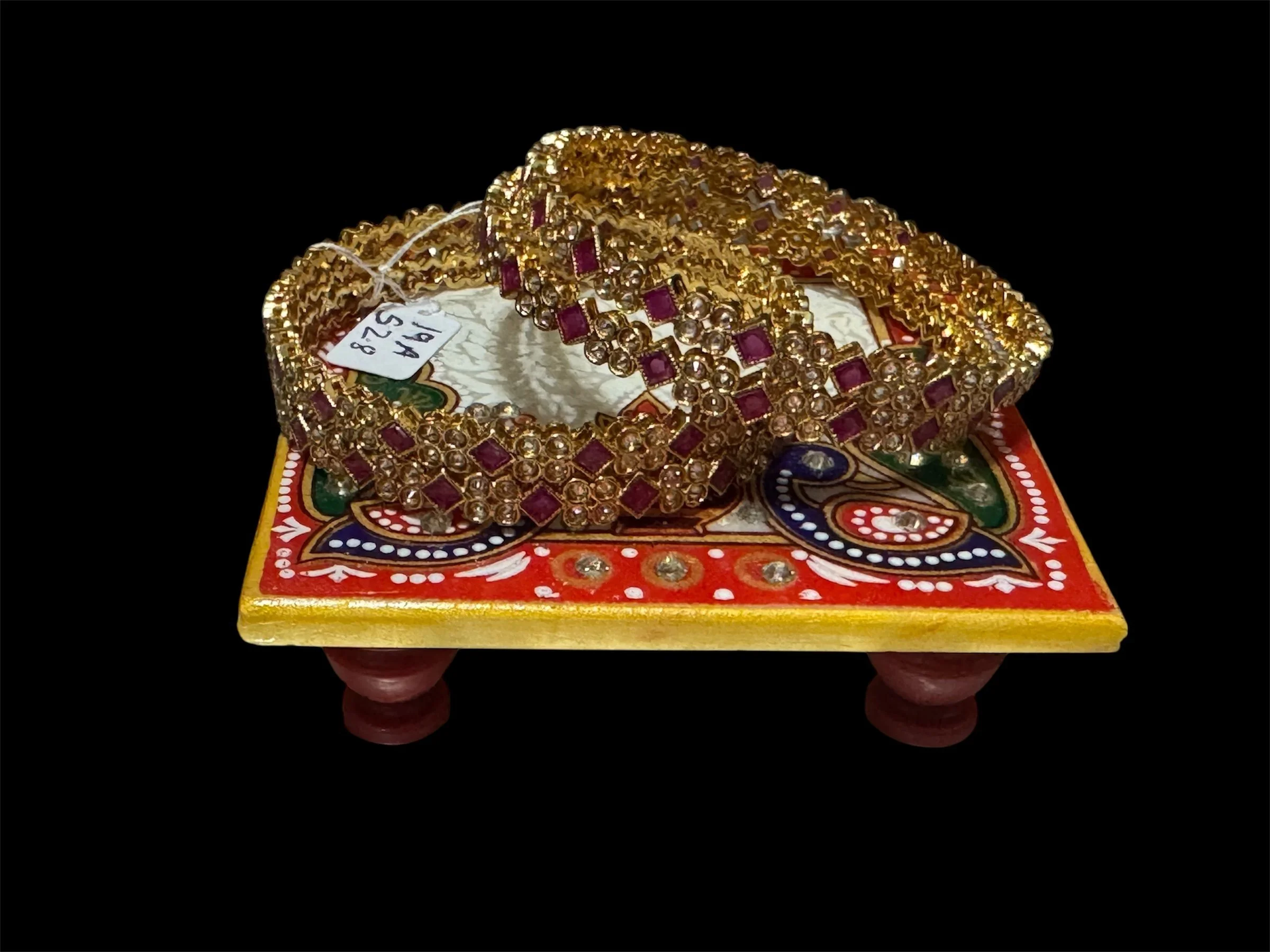 Set of 4 pink and white stone bangles