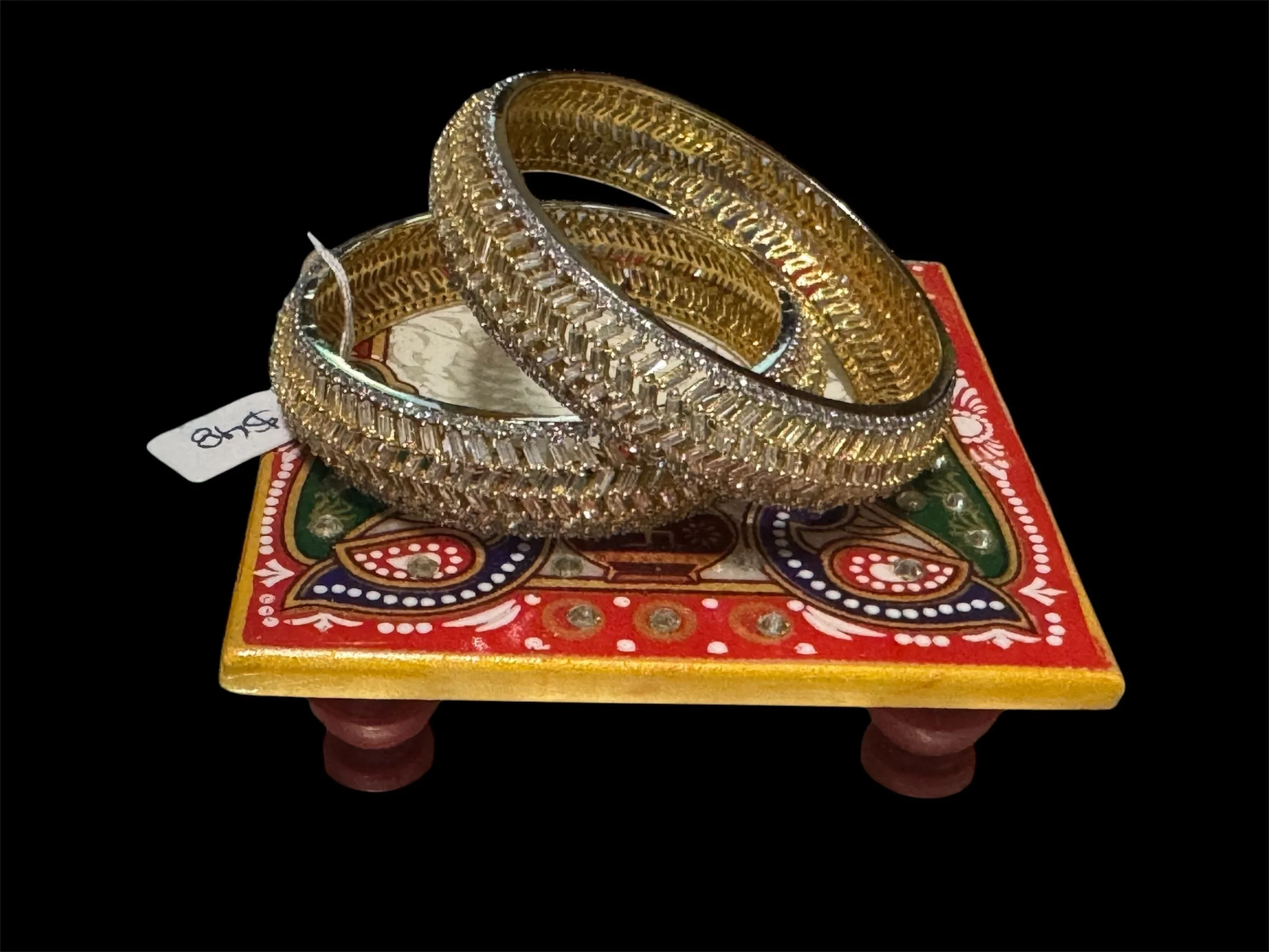 Stone studded Golden Kangan set of 2