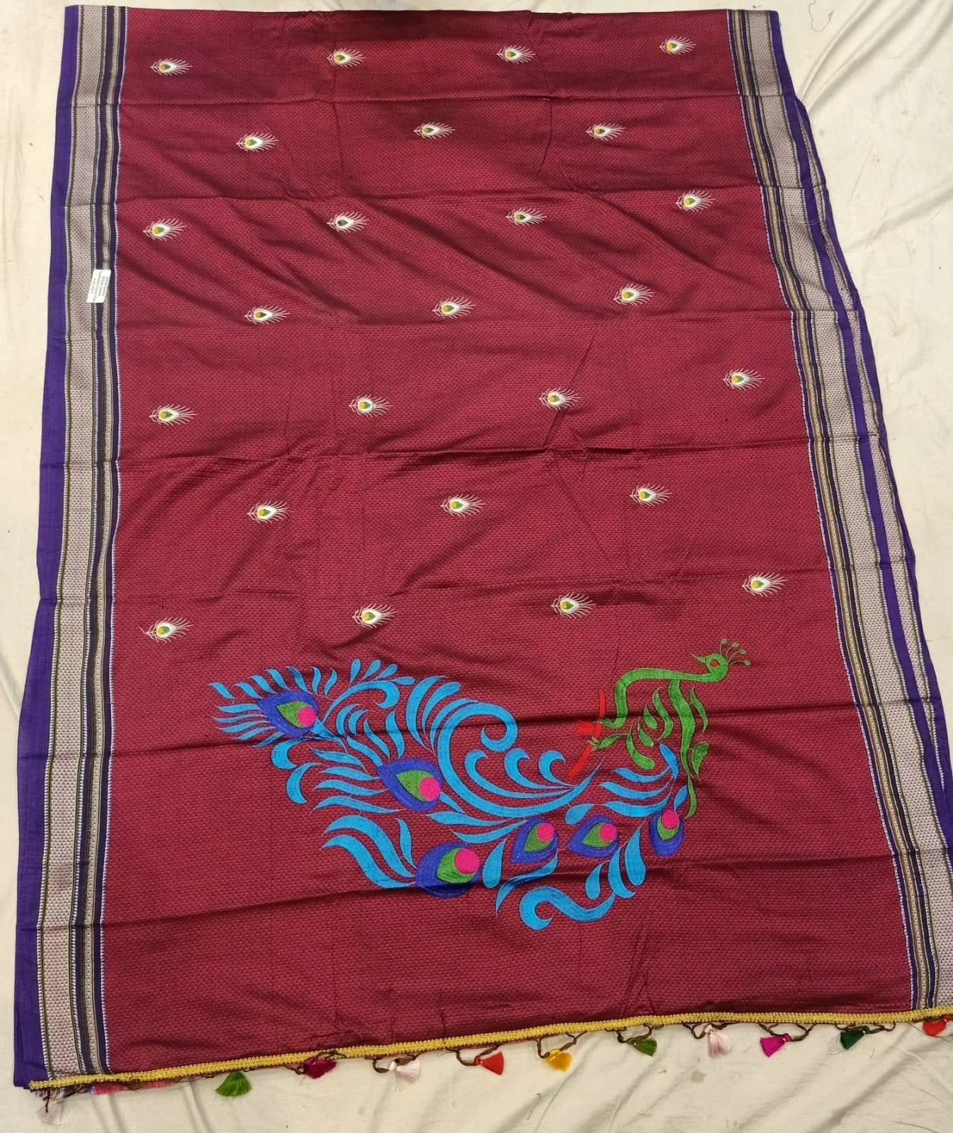 💜 Royal Wine Khan Paithani Saree | Peacock Pallu Elegance with Traditional Butti Charm 🦚