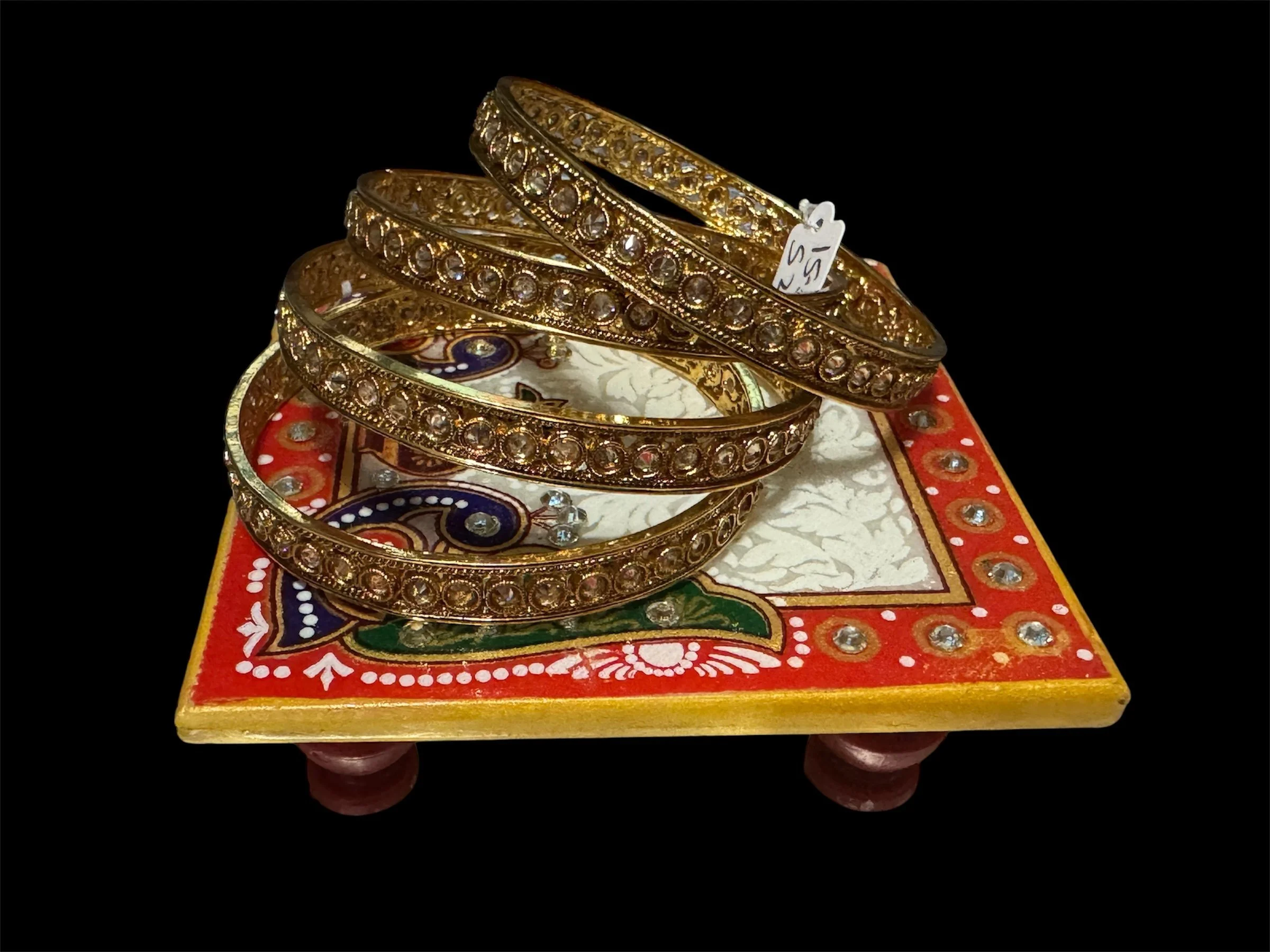 Set of 4 Bangles with white stones