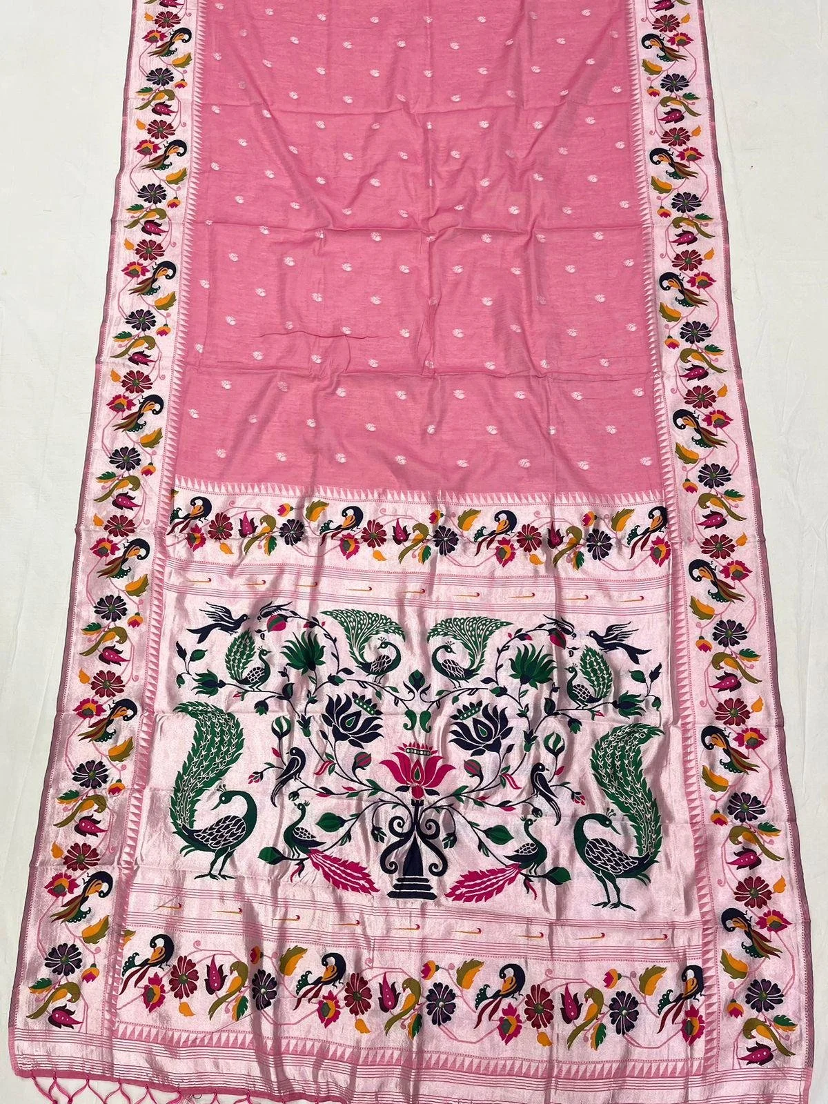 Cotton Peacock Border Paithani