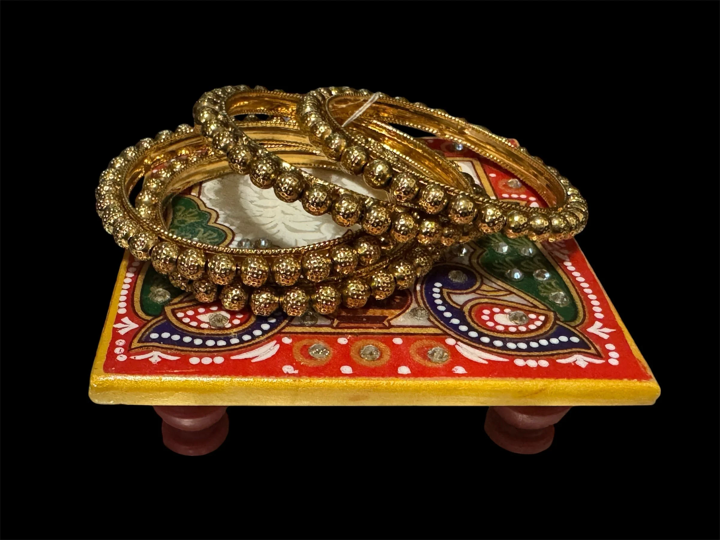 Set of 4 Golden Beads Bangles