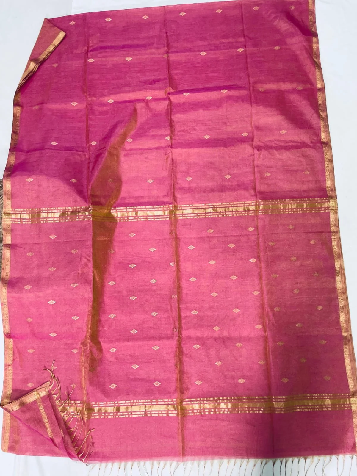 🌸✨ Royal Pink Radiance – Hand Woven Maheshwari Tissue Silk Saree ✨🌸