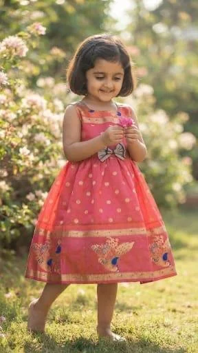 🌸✨ Royal Little Princess Paithani Dress | Designer Silk Ethnic Wear for Girls ✨🌸