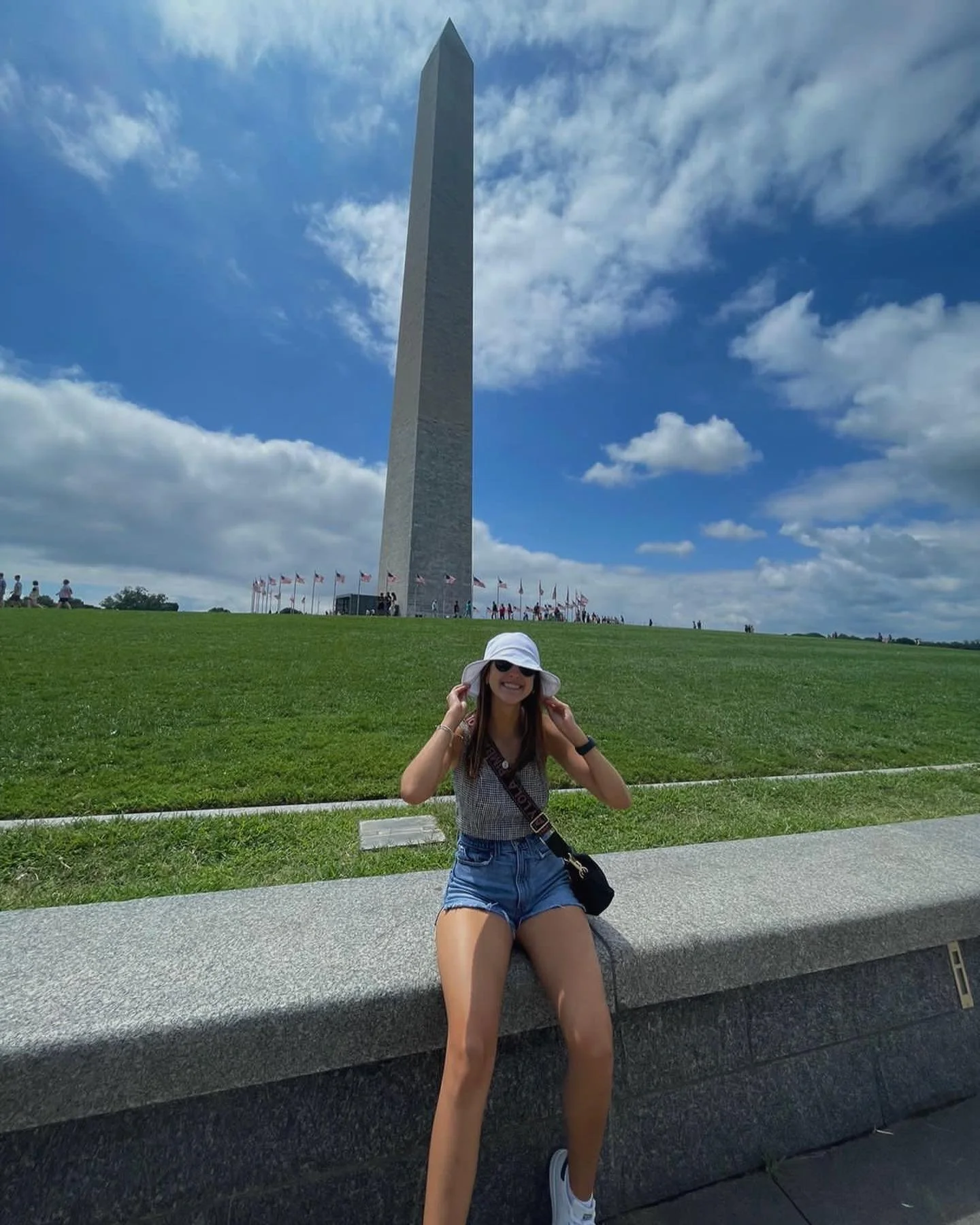 la m&aacute;s lindaaaa @lucimorabalma ✨usando the all white bucket hat 🎀 dm to order 💌