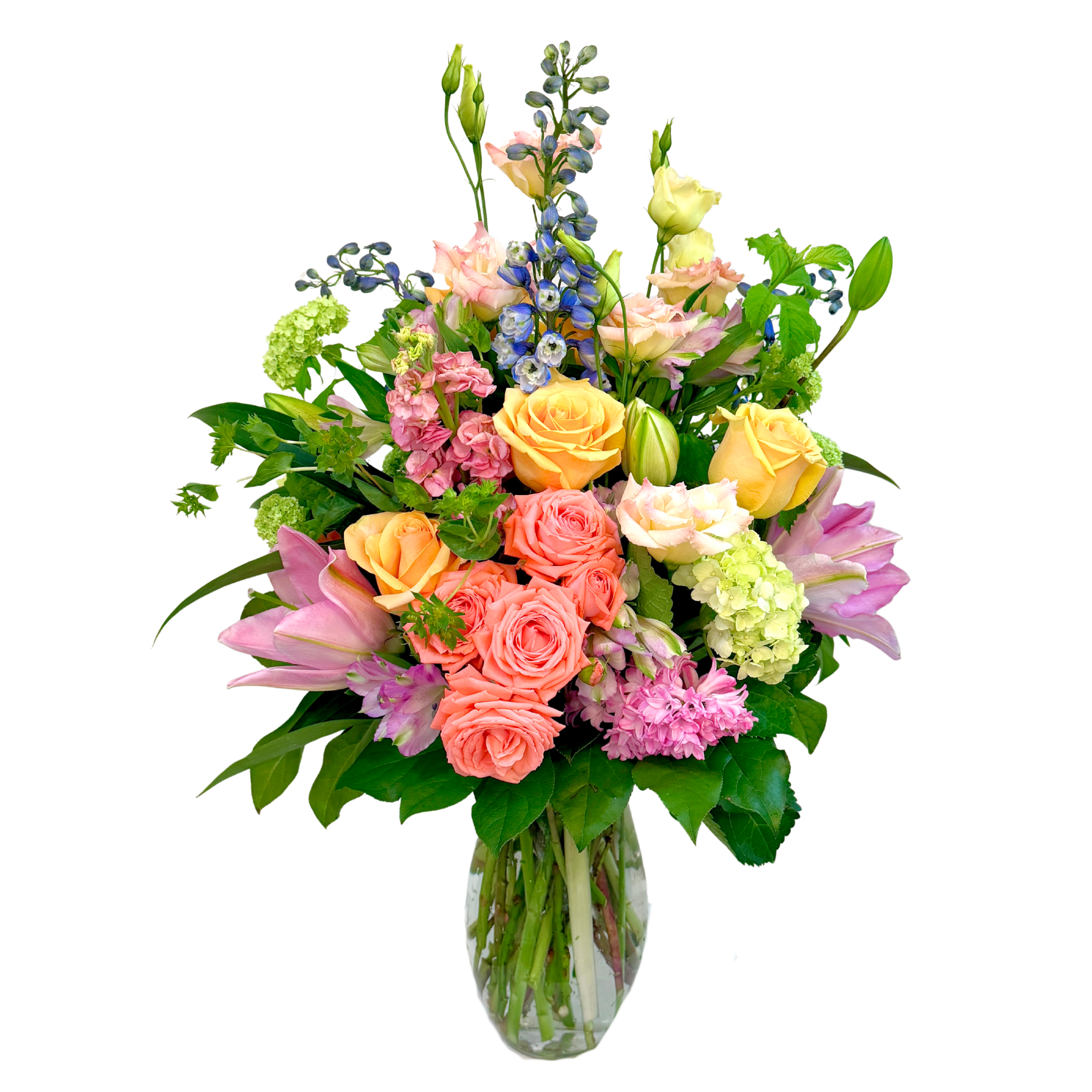 Seasonal Arrangement in Glass Vase: Large