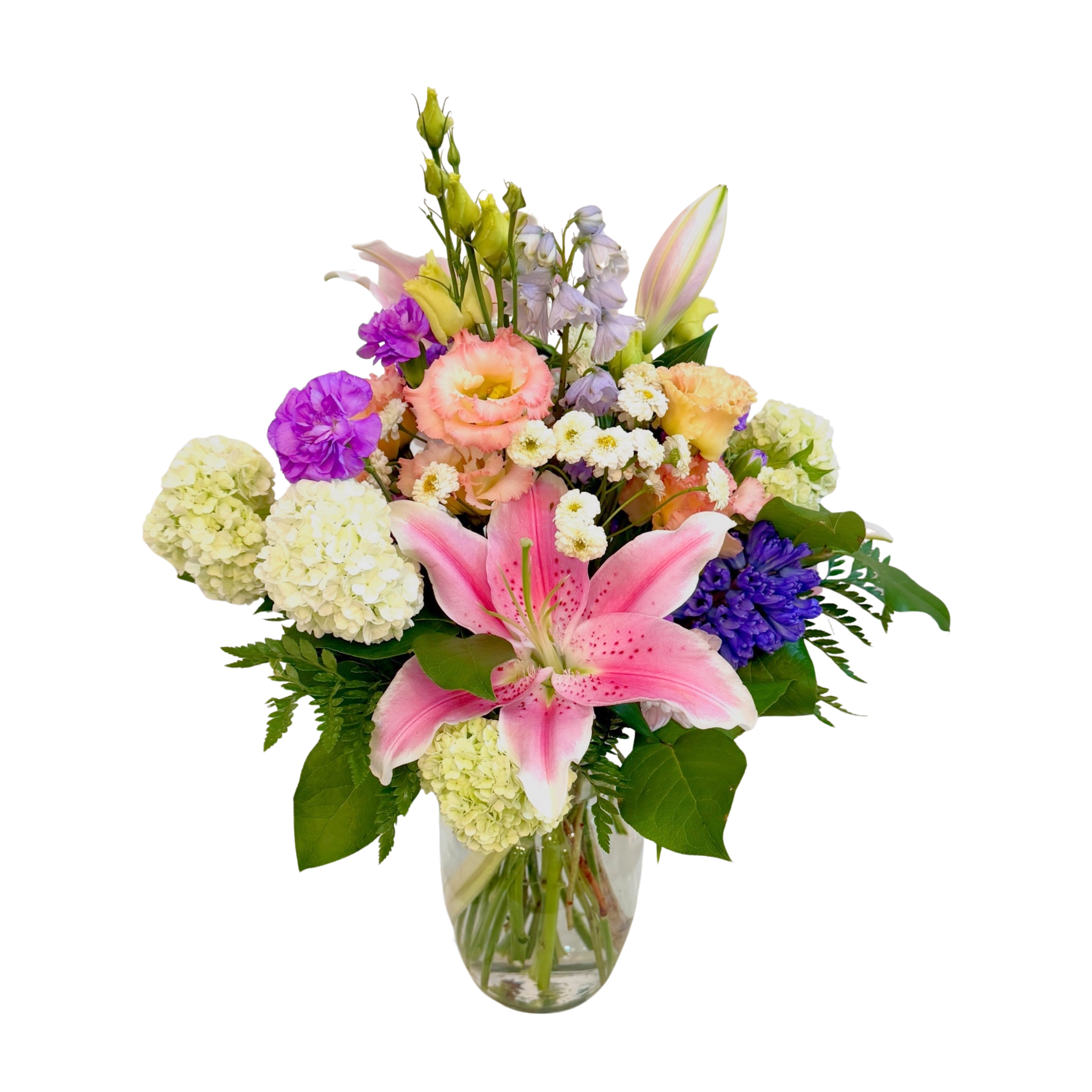 Seasonal Arrangement in Glass Vase: Small