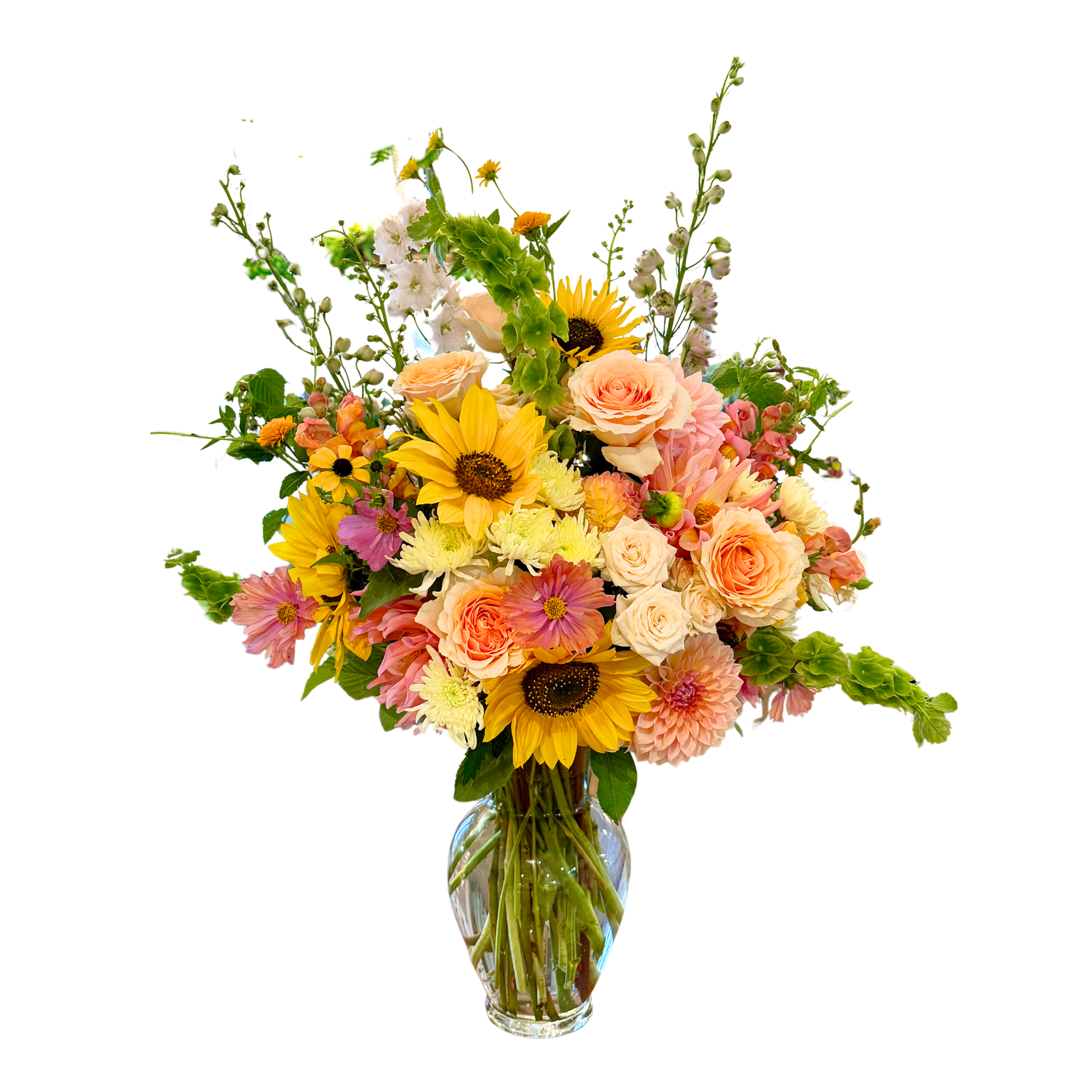 Seasonal Arrangement in Glass Vase: Grand