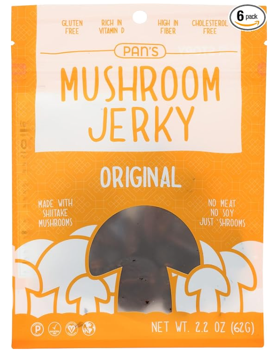 Pan's Mushroom Original Flavor Dried Mushrooms Shitake Jerky, Gluten Free, Soy Free, 2.2 Ounce (Pack of 6)
