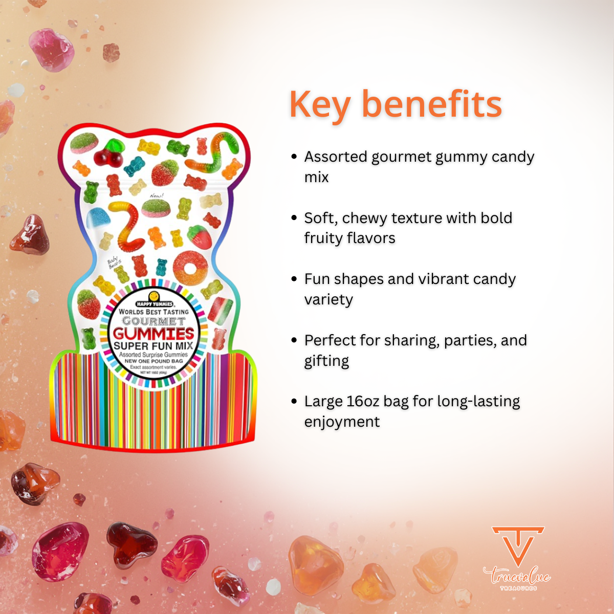 Happy Yummies Worlds Best Tasting Gourmet Gummies Super Fun Mix 16oz