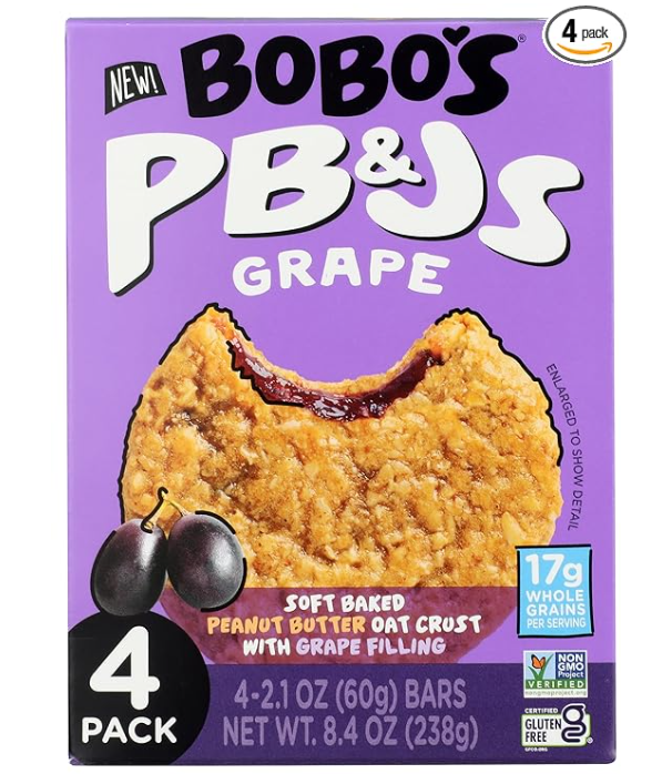 Bobos Oat Bars Bar PB&J's Grape 4Pk 8.4 OZ