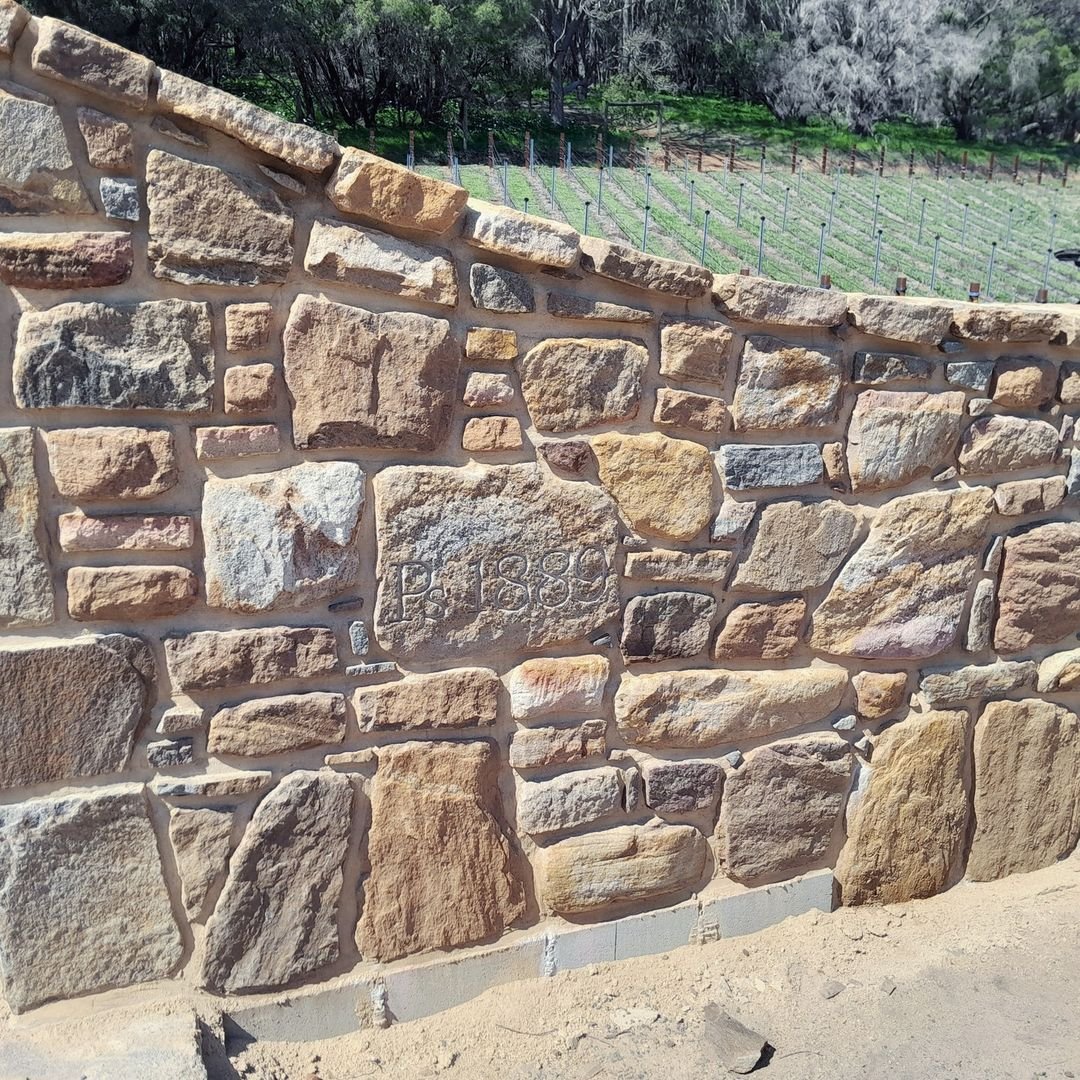 Completed stone wall.