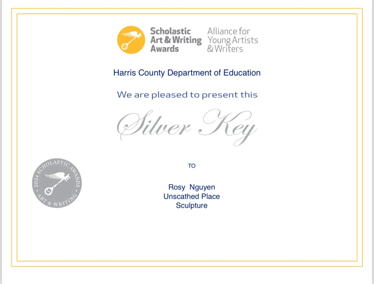 Silver Keys in Sculpture | Scholastic Art & Writing Awards Alliance for Young Artists & Writers 2024
