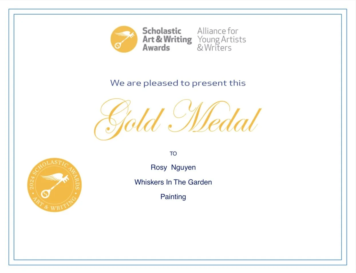 Gold Key in Painting Scholastic Art & Writing Awards Alliance for Young Artists & Writers 2024
