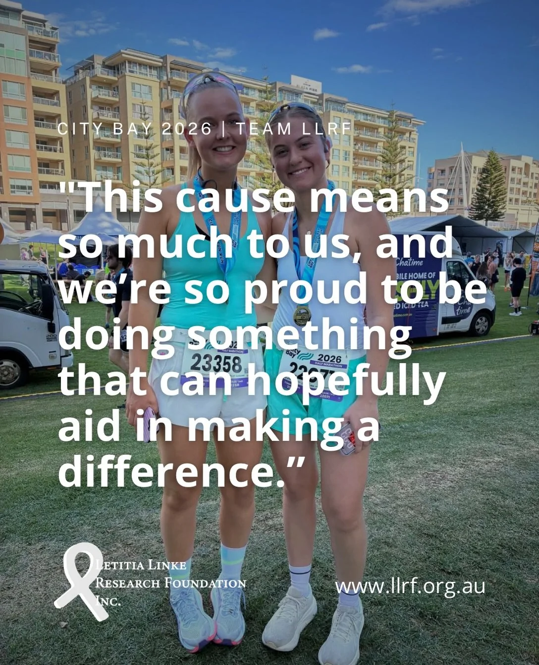 Congratulations to Abbey and Sophie for completing the City Bay half marathon this morning for Team LLRF 🏅🙌

Thank you for your dedication and support raising funds for ovarian cancer 🔬

Well done! 💙

#ovariancancerresearch #ovariancancerfundrais