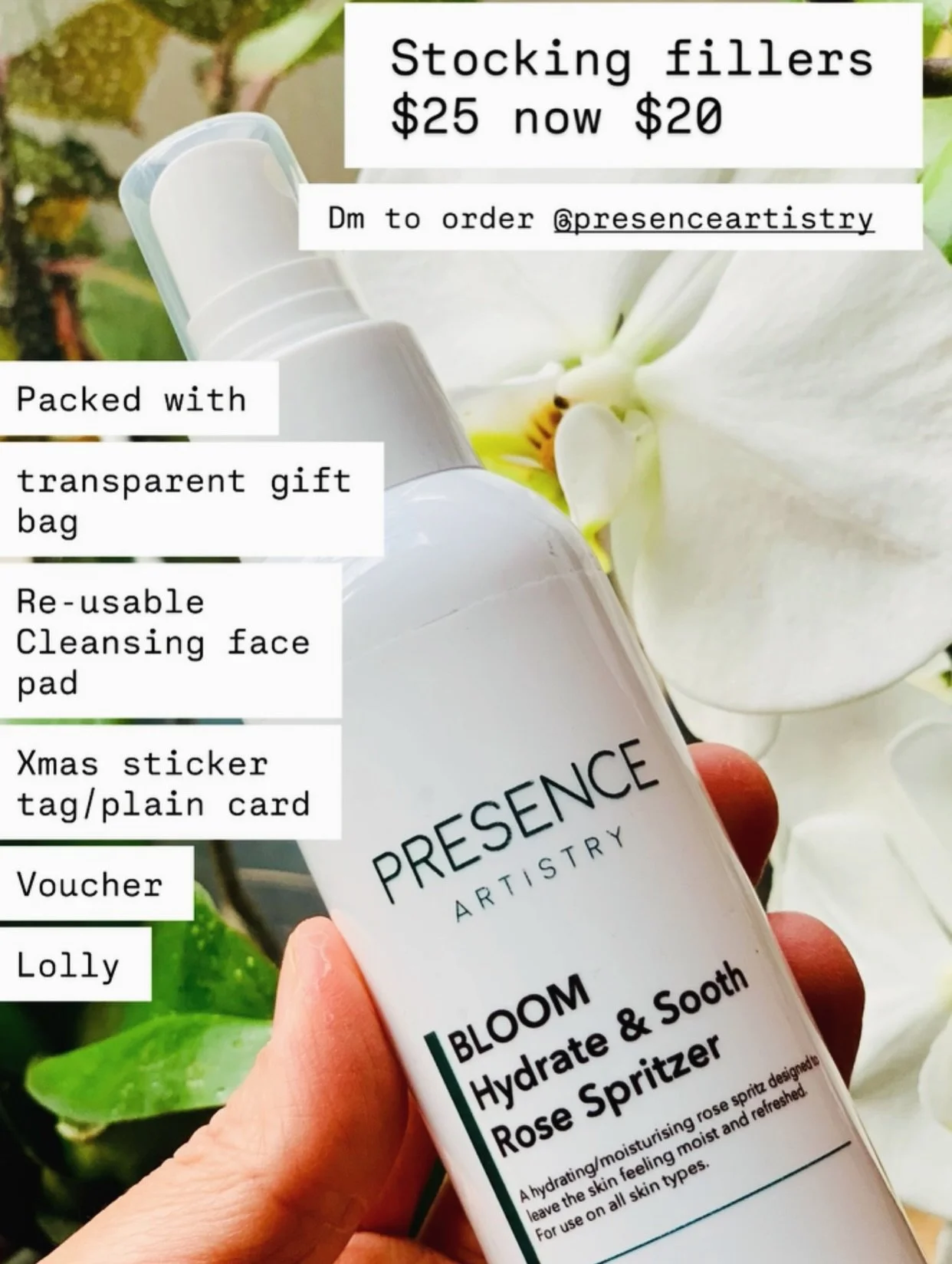 💚 Evergreen Friday Sale 💚 is here @presenceartistry 

Perfect gift options for teachers, co-workers or those who appreciate or in need of Rest, Skin Health &amp; Beauty. 

Stocking fillers comes included with:
🔅Scrunchie
🔅Re-usable Cleansing Pad
