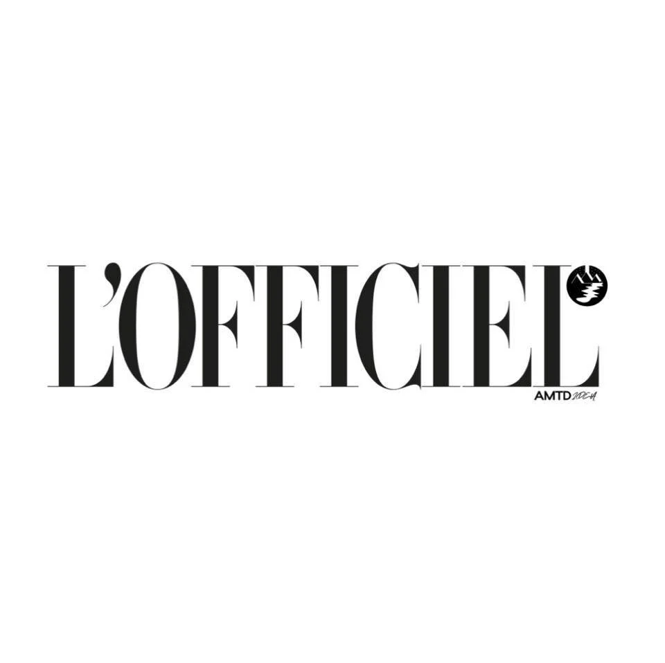 L'Officiel magazine logo in black text on a white background.