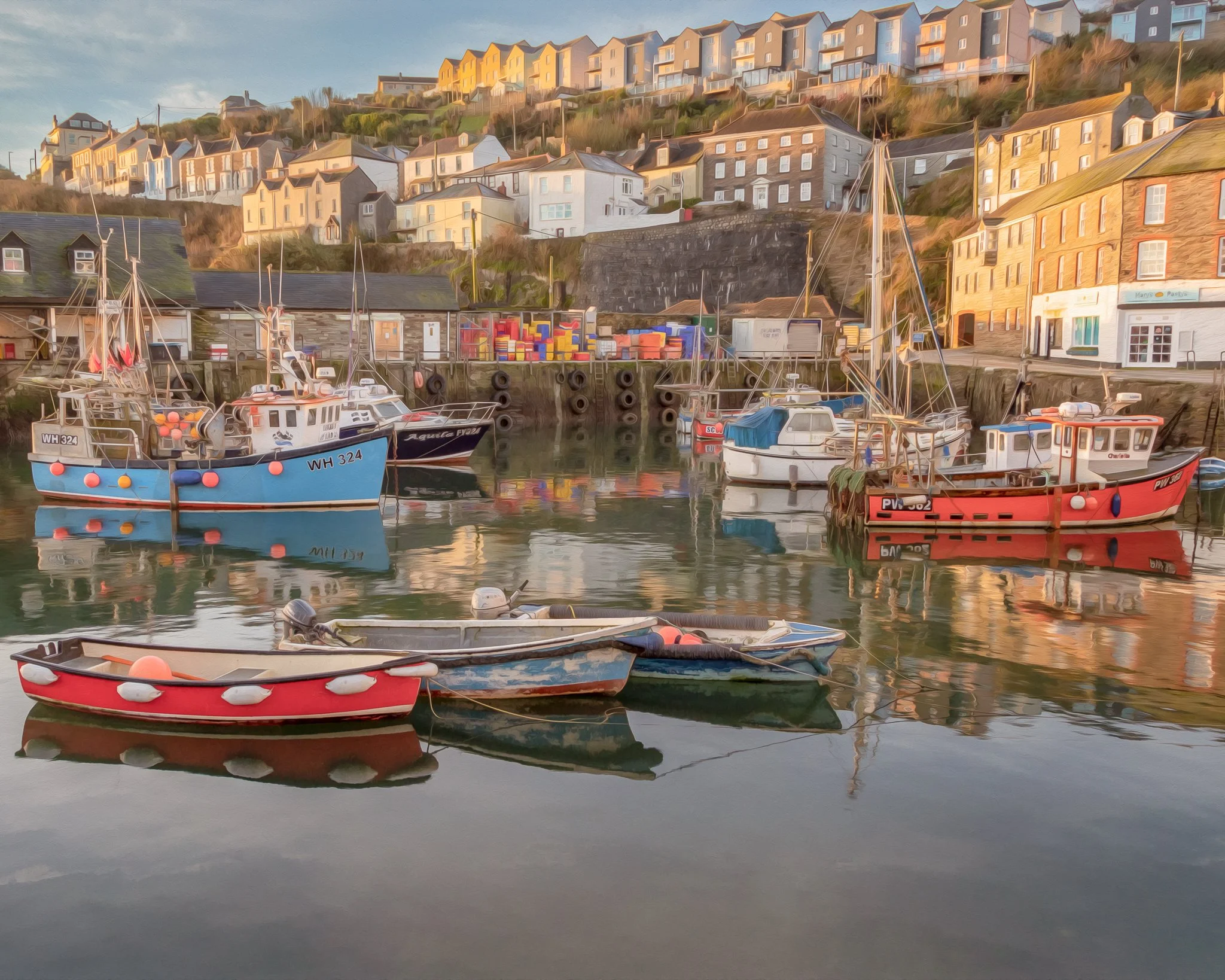 Mevagissey harbour first light