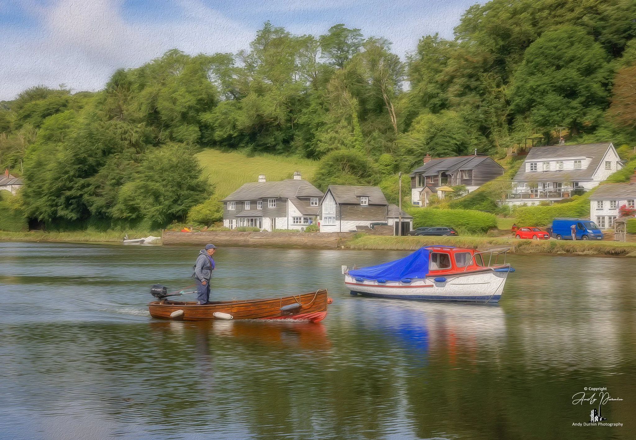 River Life is a fine art photograph of the River Lerryn in Cornwall, capturing a tranquil riverside scene with calm water, moored boats and soft reflections. With its peaceful atmosphere and painterly feel, this Cornwall print celebrates the quiet be