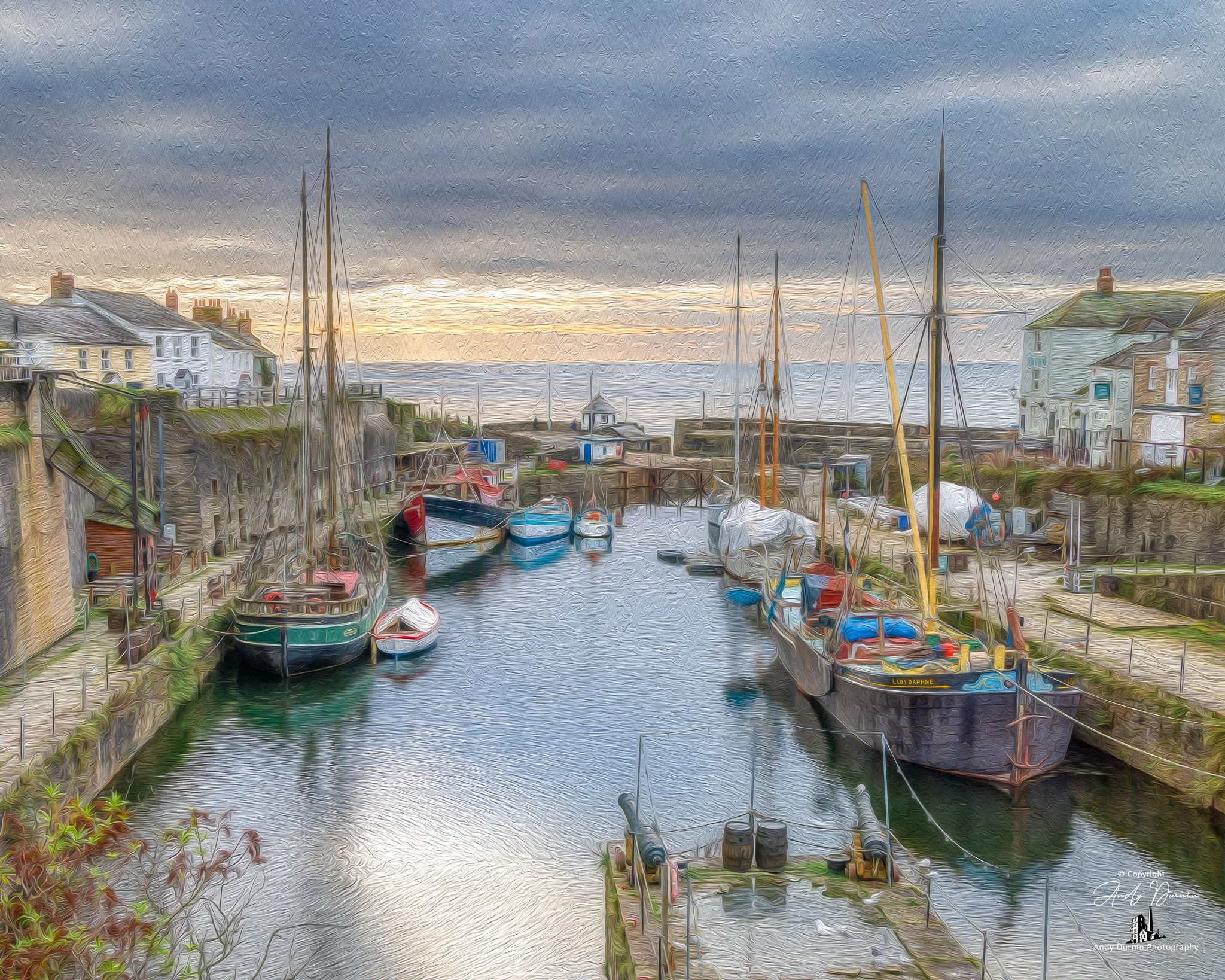 Charlestown Harbour
A fine art photograph of Charlestown Harbour in Cornwall, showing tall-masted vessels, calm water, and the historic granite quays that make this port so distinctive. Rich in maritime heritage and coastal character, this image capt