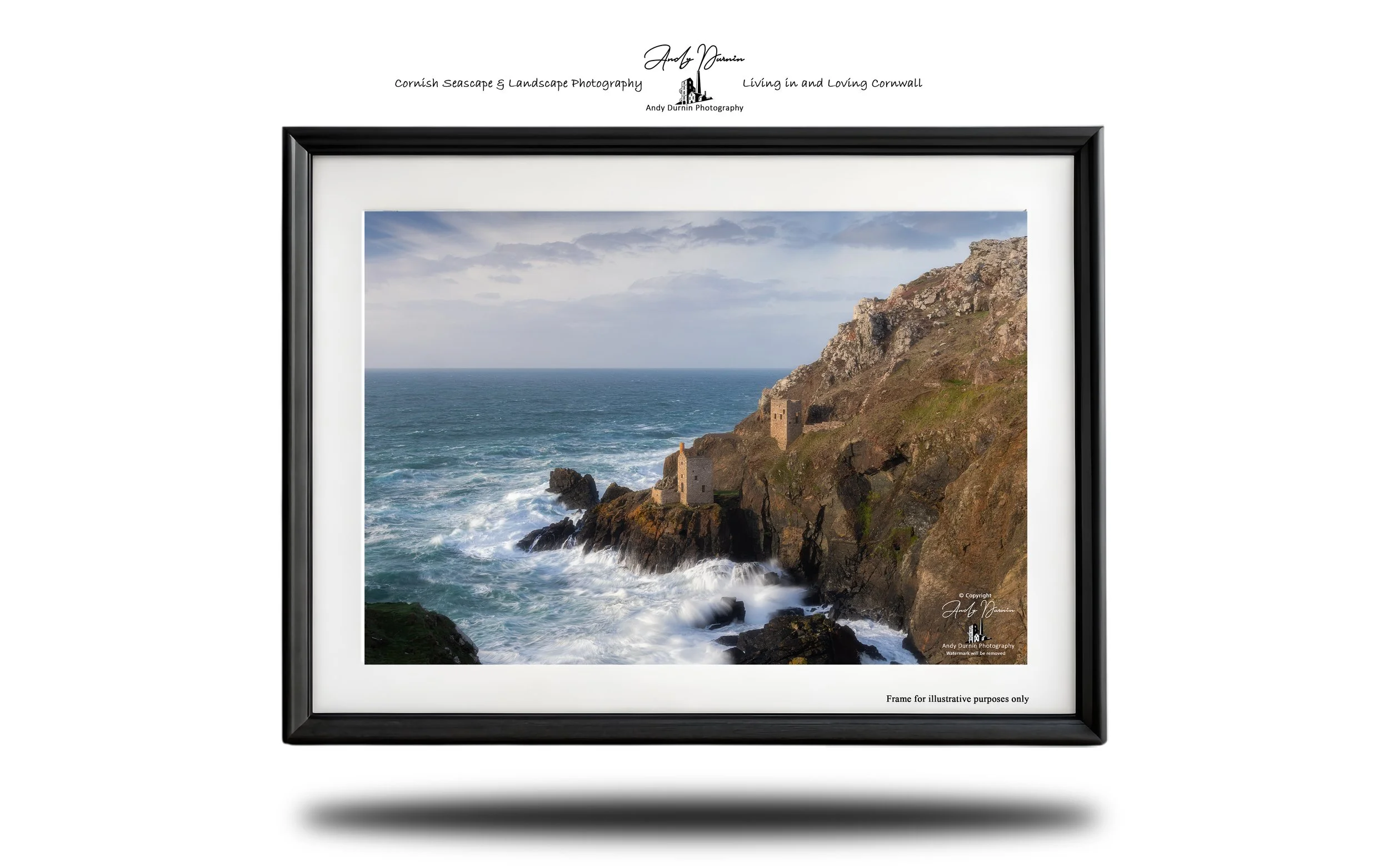 Dramatic Atlantic waves breaking beneath Botallack Crowns engine houses.
