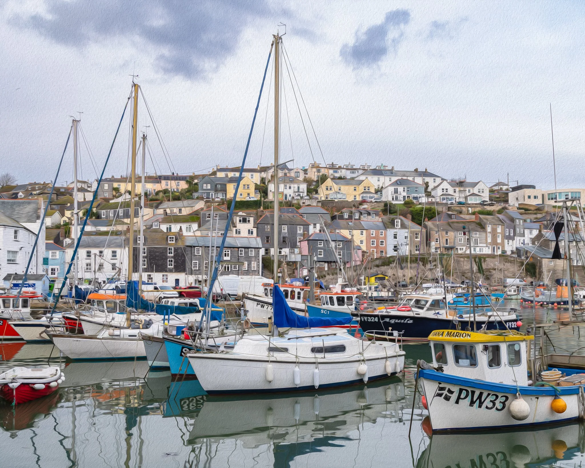 Mevagissey harbour print