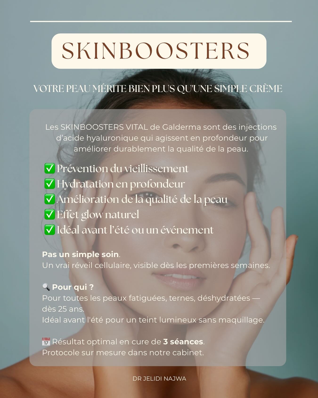 🌟 Une peau hydratée, repulpée et éclatante.
Les SKINBOOSTERS VITAL de Galderma sont la solution idéale pour :
🔹Hydrater la peau en profondeur
🔹Prévenir les signes du vieillissement
🔹Améliorer la qualit&