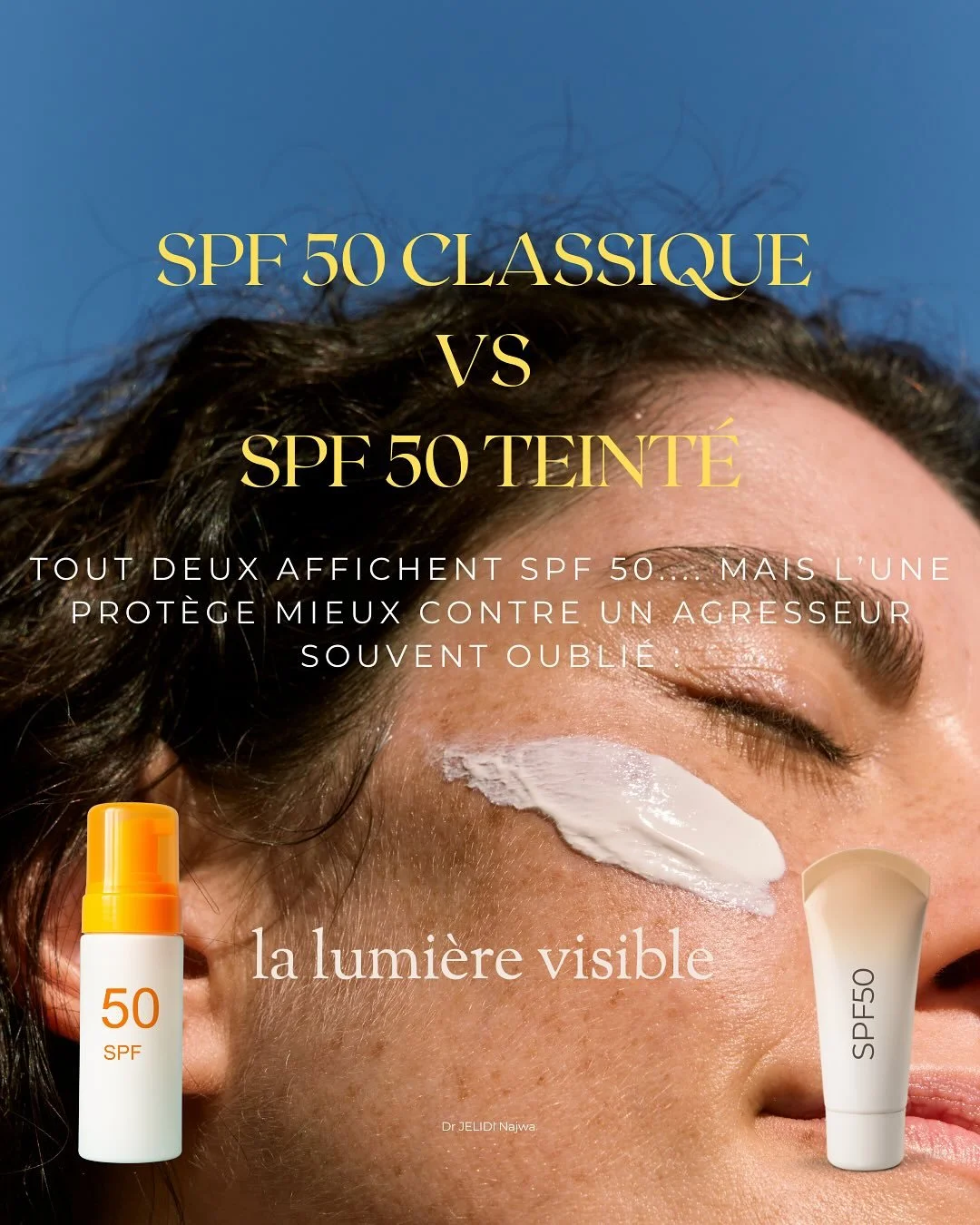 💡 SPF 50 classique vs SPF 50 teinté : quelle différence ?
SPF 50 classique → Protège la peau contre les rayons UVB (responsables des coups de soleil) et souvent aussi contre les UVA (responsables du vieillissement pr&eacut