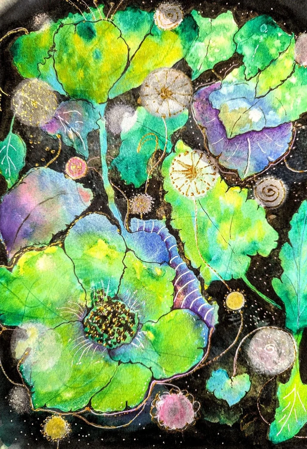 Bild von IsenbART zeigt intuitive Malerei mit floralen Motiven