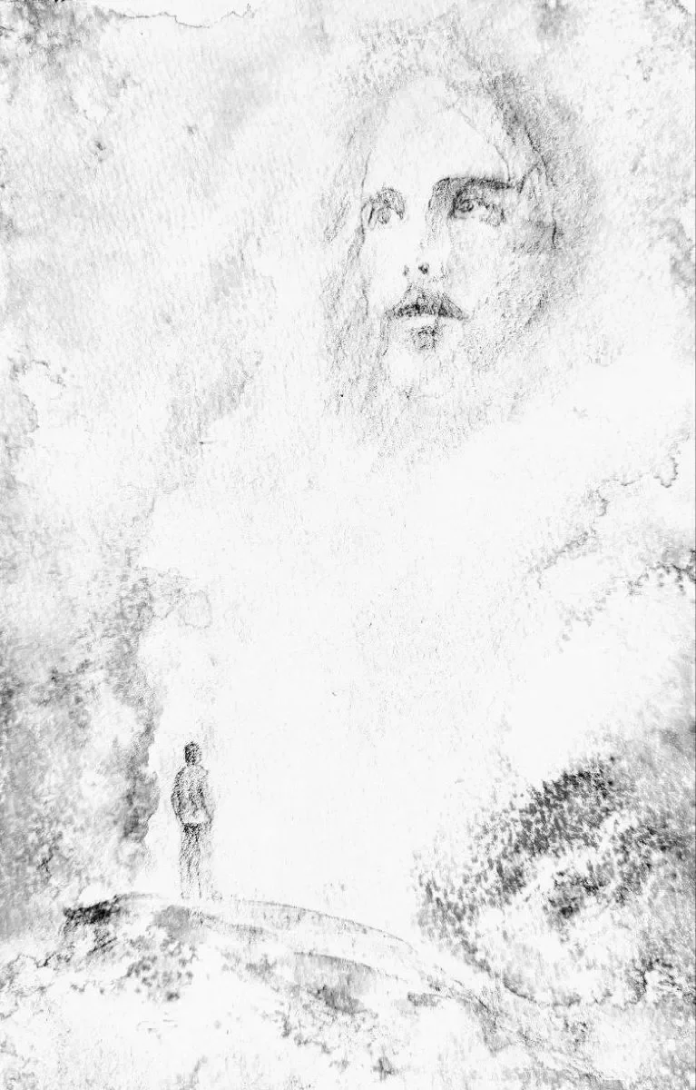 Bild von IsenbART zeigt Jesus Christus. Bleistiftzeichnung