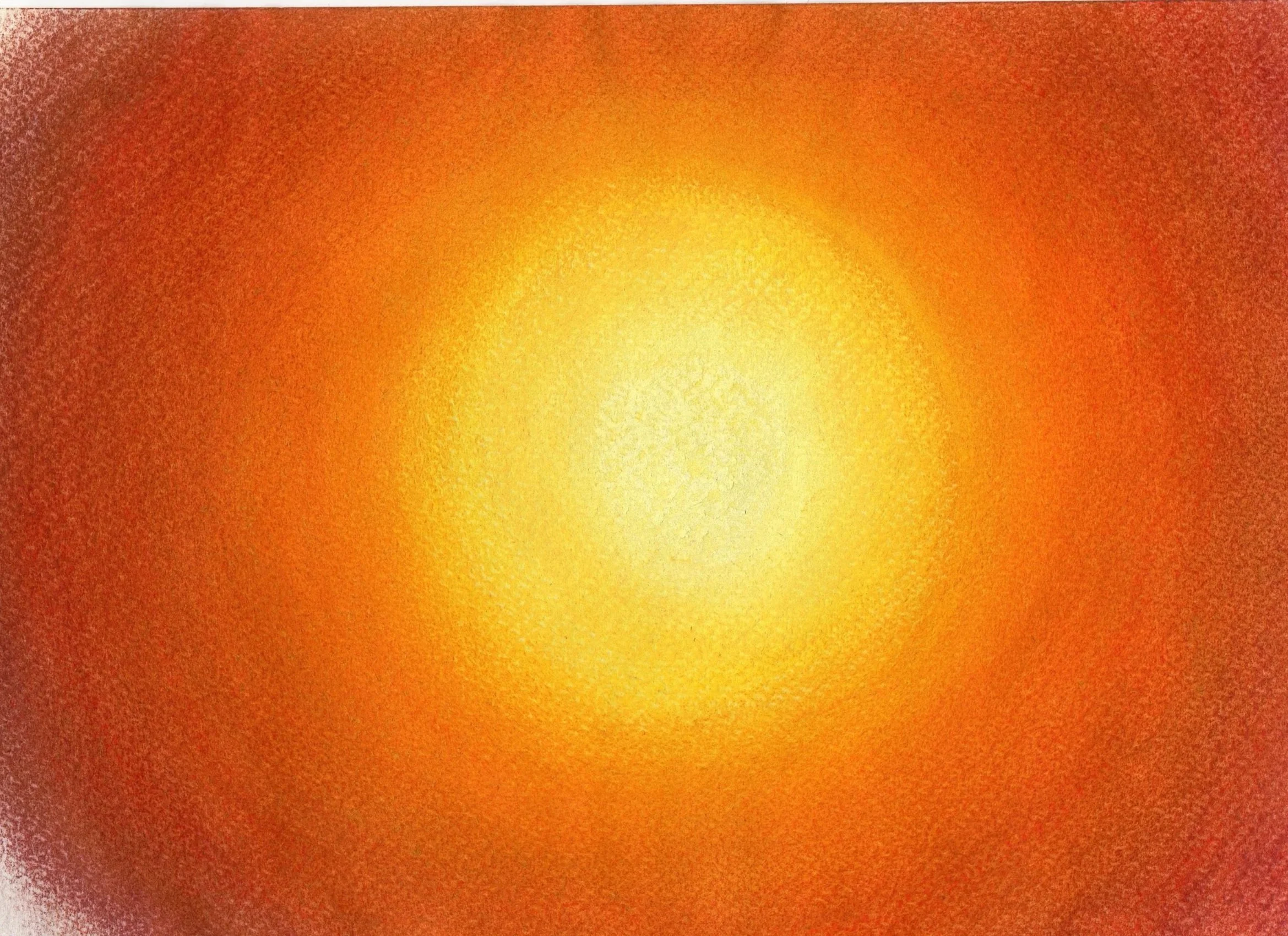 Das Bild zeigt einen gelb orangen Lichttunnel mit Pastellkreide gemalt