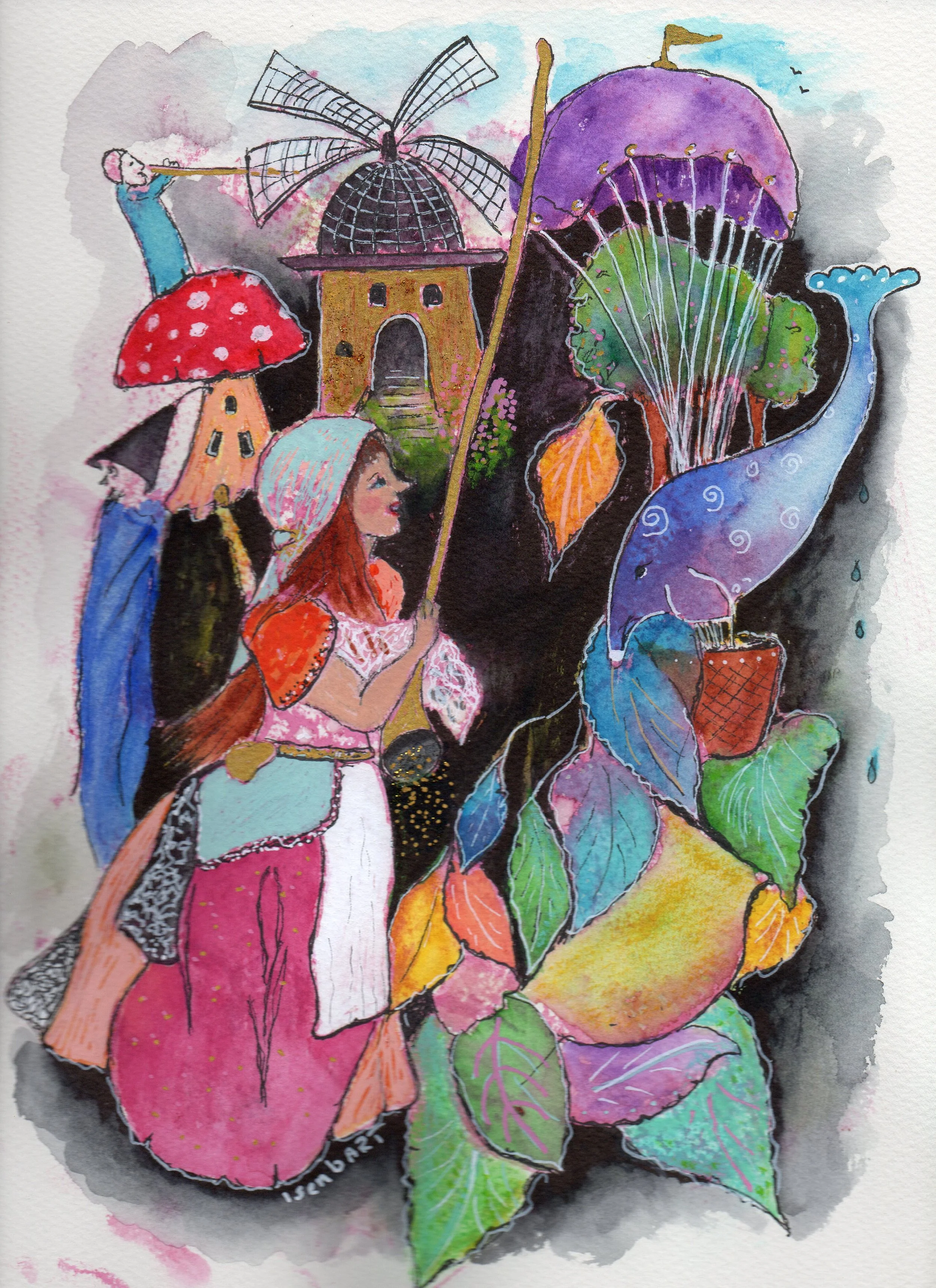 Intuitive Kunst von Annette Isenbart. Das Bild zeigt eine Zauberin